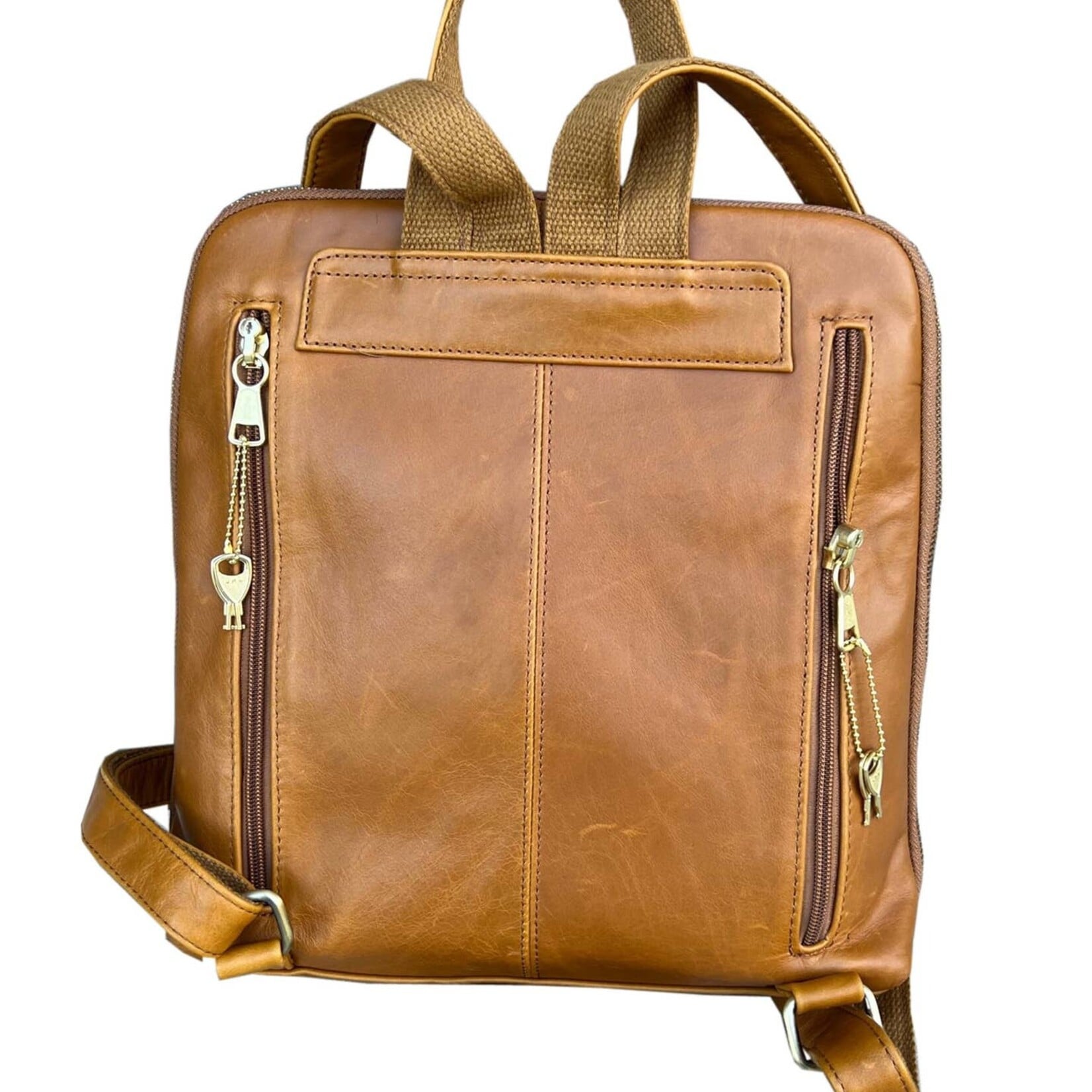R Leathers F9015 LBN - Light Brown - Wax Oil Cowhide Leather Backpack