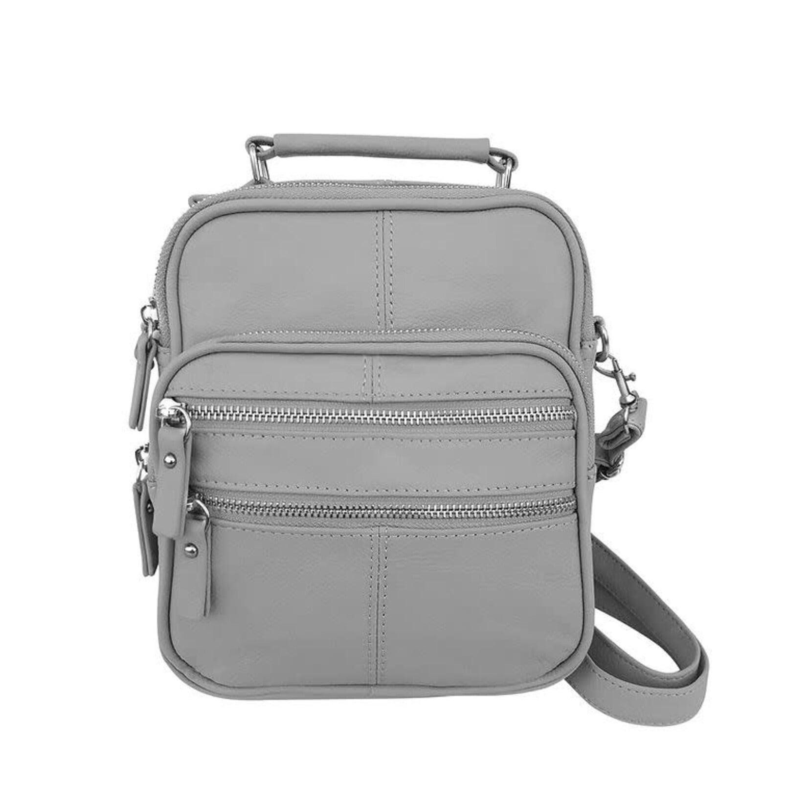 R Leathers RM005A GRY - Gray - Cowhide Leather Crossbody