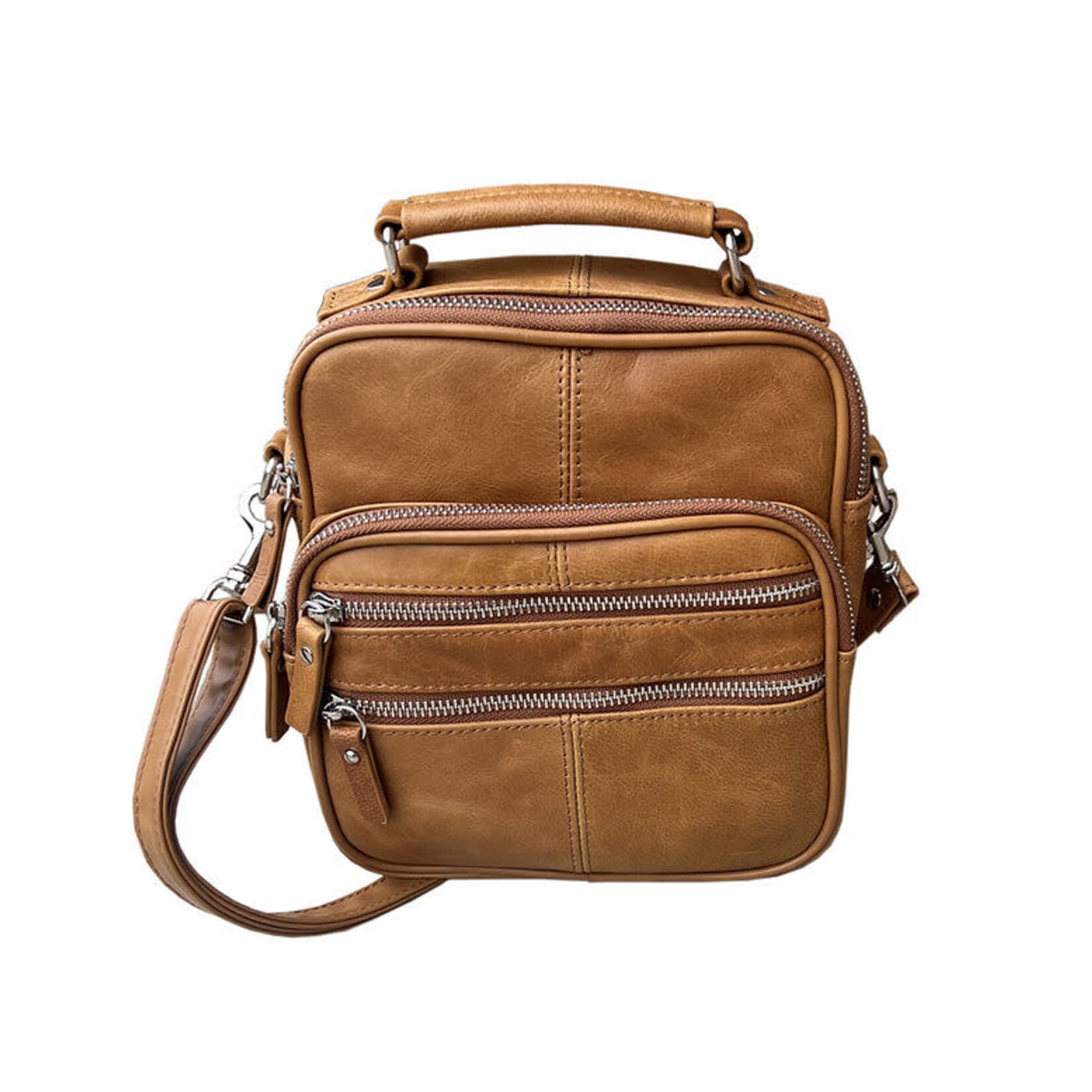 R Leathers RM005A LBN - Light Brown - Cowhide Leather Crossbody