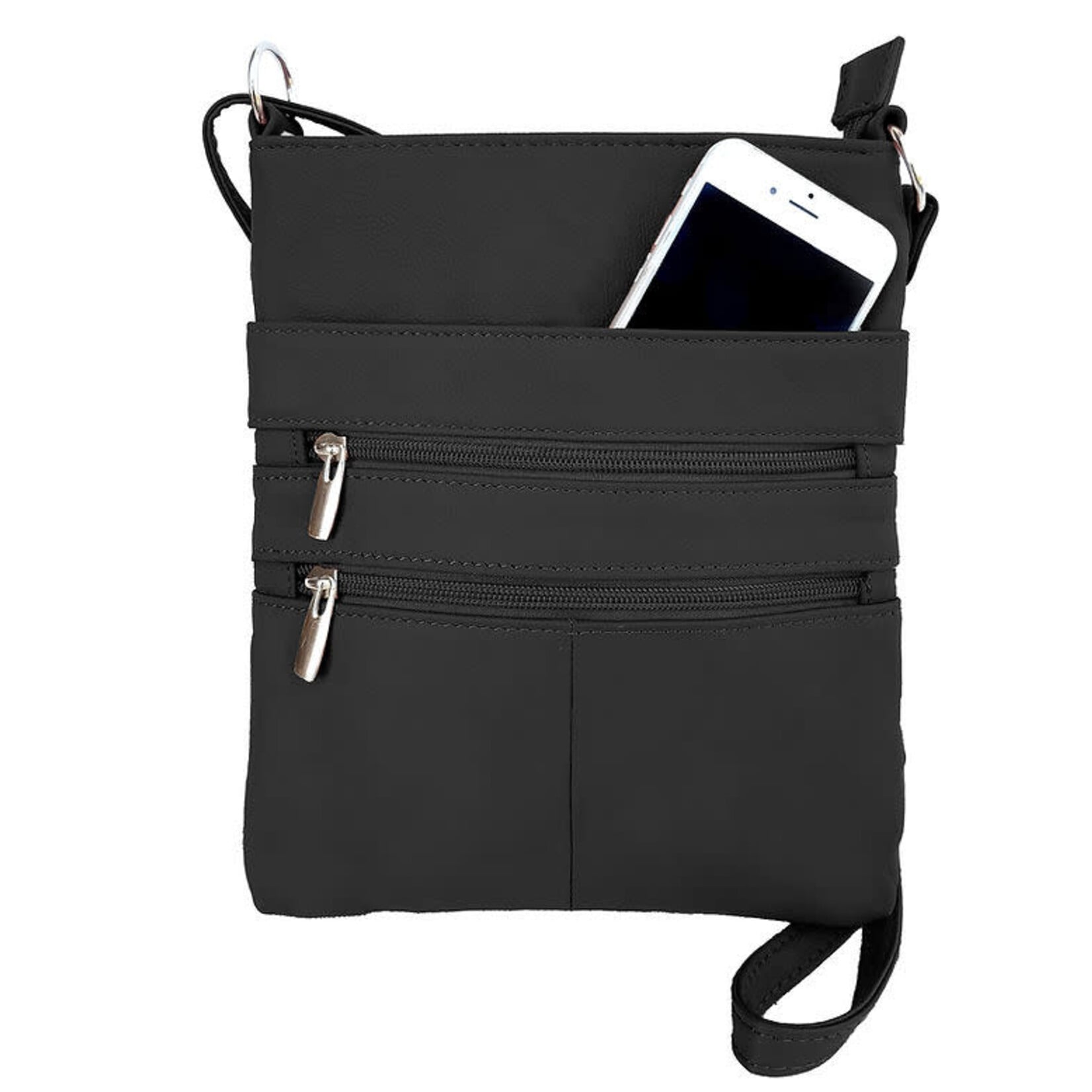 R Leathers RM011 BK - Black - Cowhide Leather Crossbody Bag