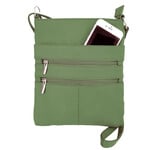 R Leathers RM011 OLV - Olive - Cowhide Leather Crossbody Bag