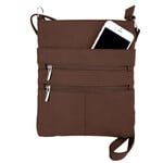 R Leathers RM011L BN - Large Cowhide Leather Crossbody Shoulder Bag - Brown