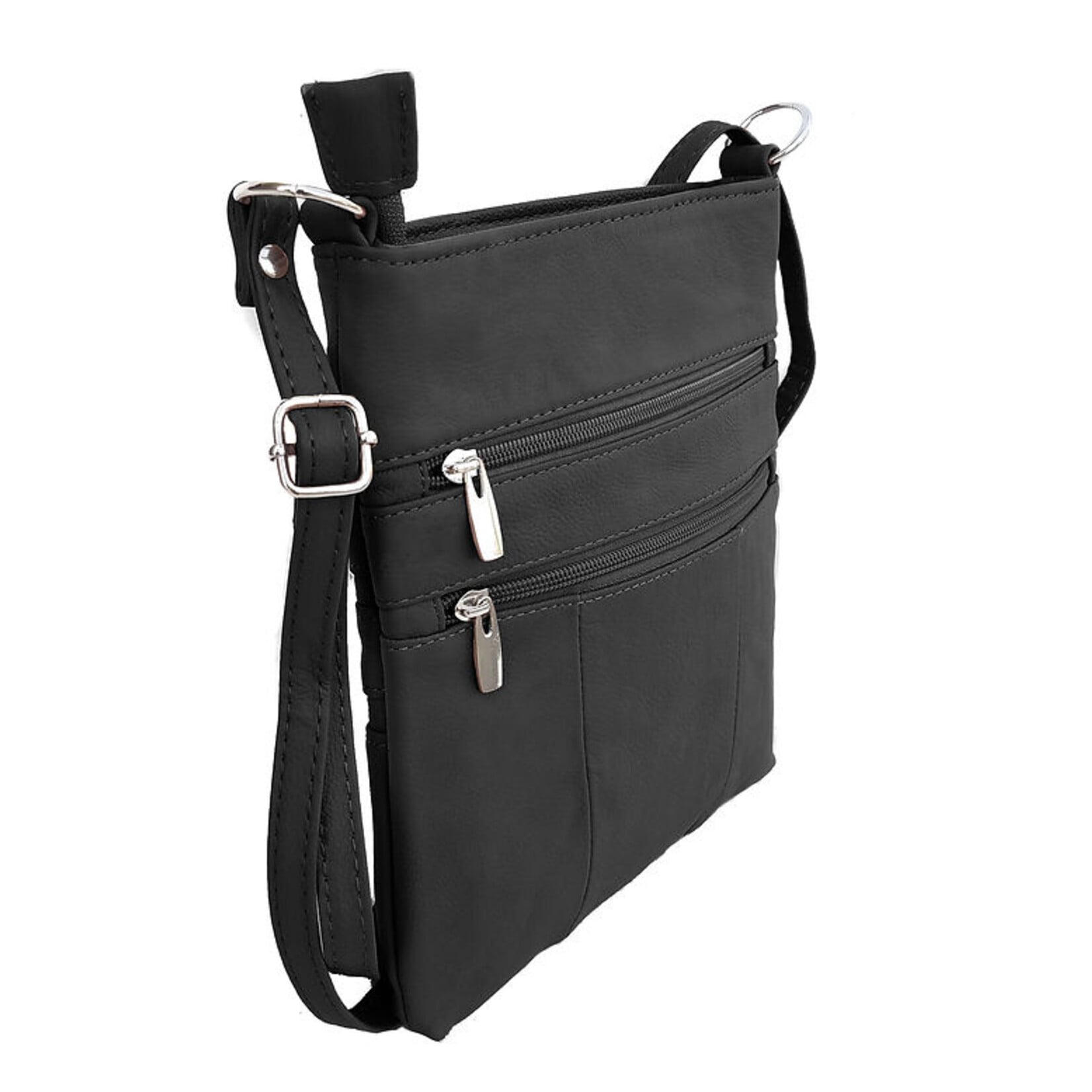 R Leathers RM011L BN - Large Cowhide Leather Crossbody Shoulder Bag - Brown