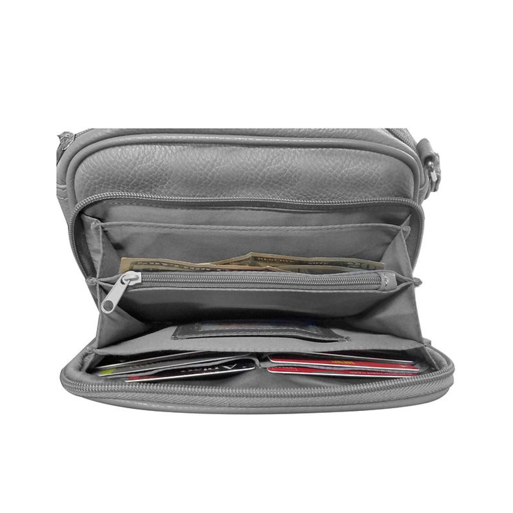 R Leathers RM019A GRY - Gray - Cowhide Leather Crossbody / Shoulder Bag