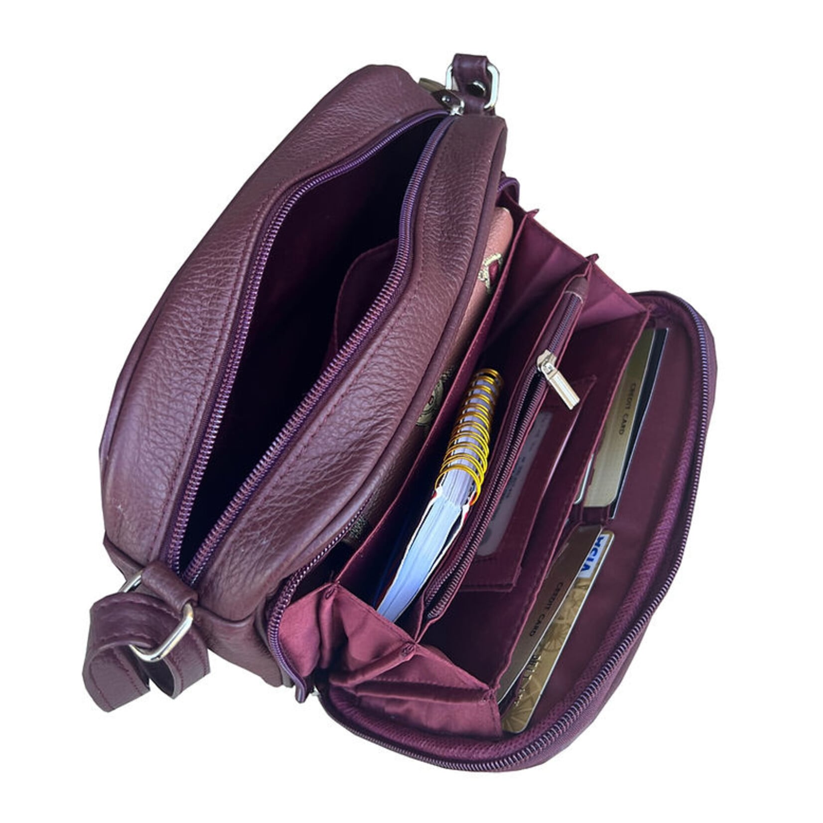 R Leathers RM019A GRY - Gray - Cowhide Leather Crossbody / Shoulder Bag
