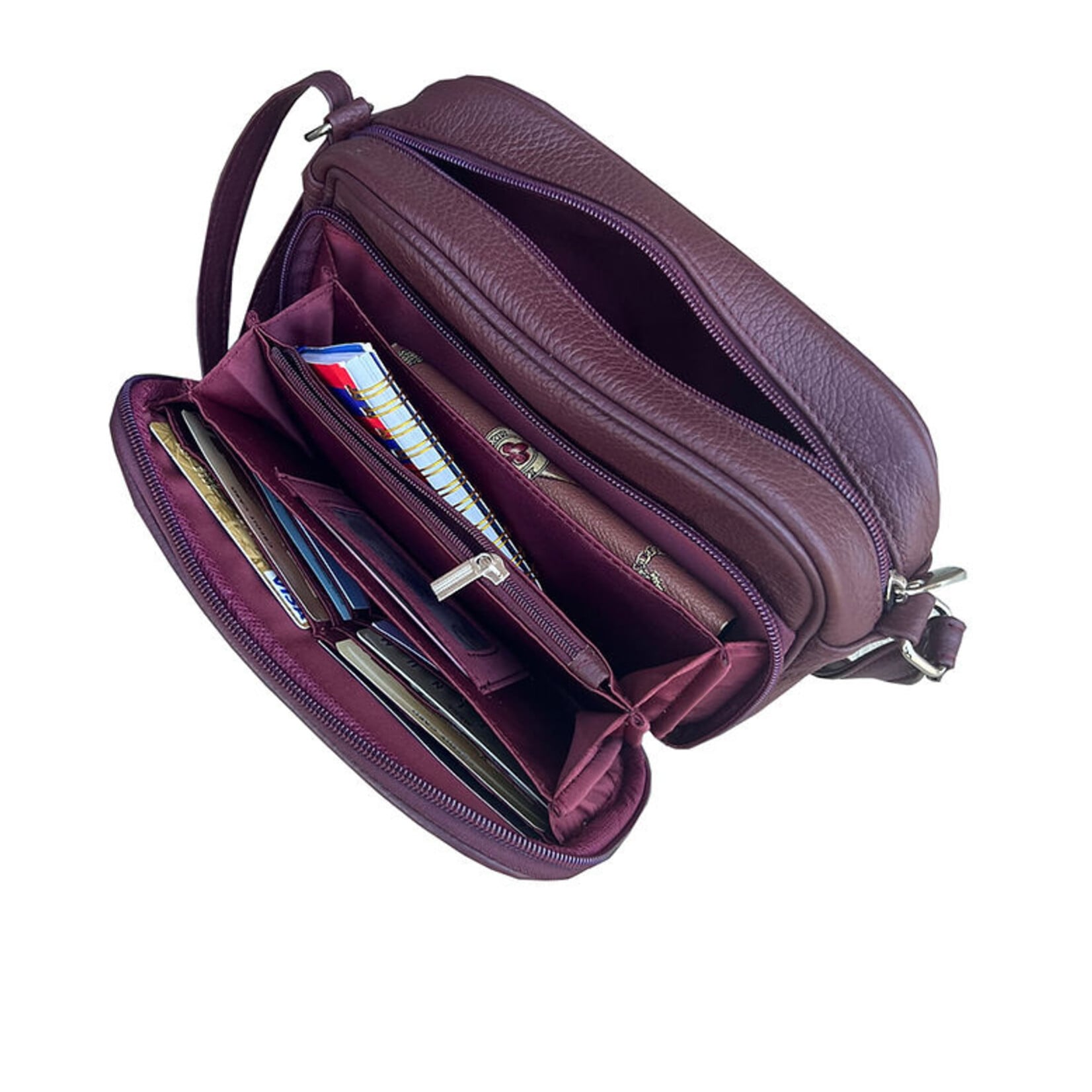 R Leathers RM019A GRY - Gray - Cowhide Leather Crossbody / Shoulder Bag