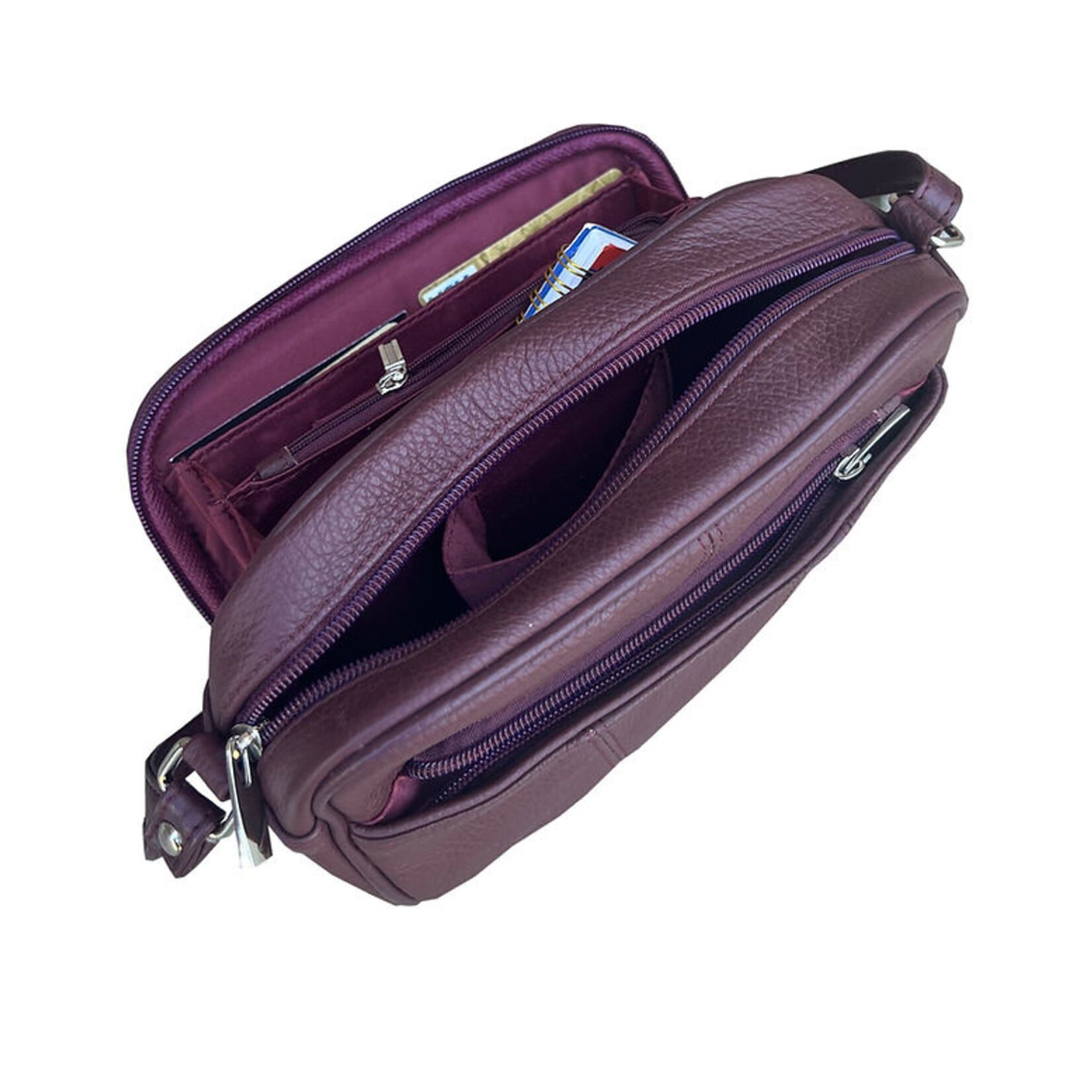R Leathers RM019A GRY - Gray - Cowhide Leather Crossbody / Shoulder Bag