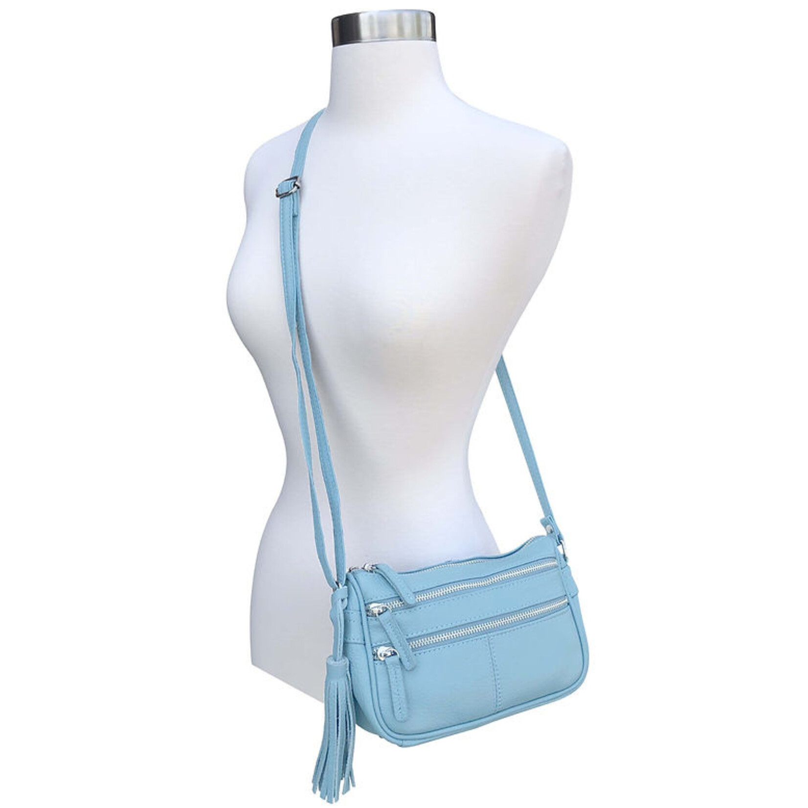 R Leathers RM509 BK - Black - Cowhide Leather Crossbody / Shoulder Bag