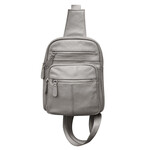 R Leathers W004 GRY - Cowhide Leather Sling Bag Backpack - Gray