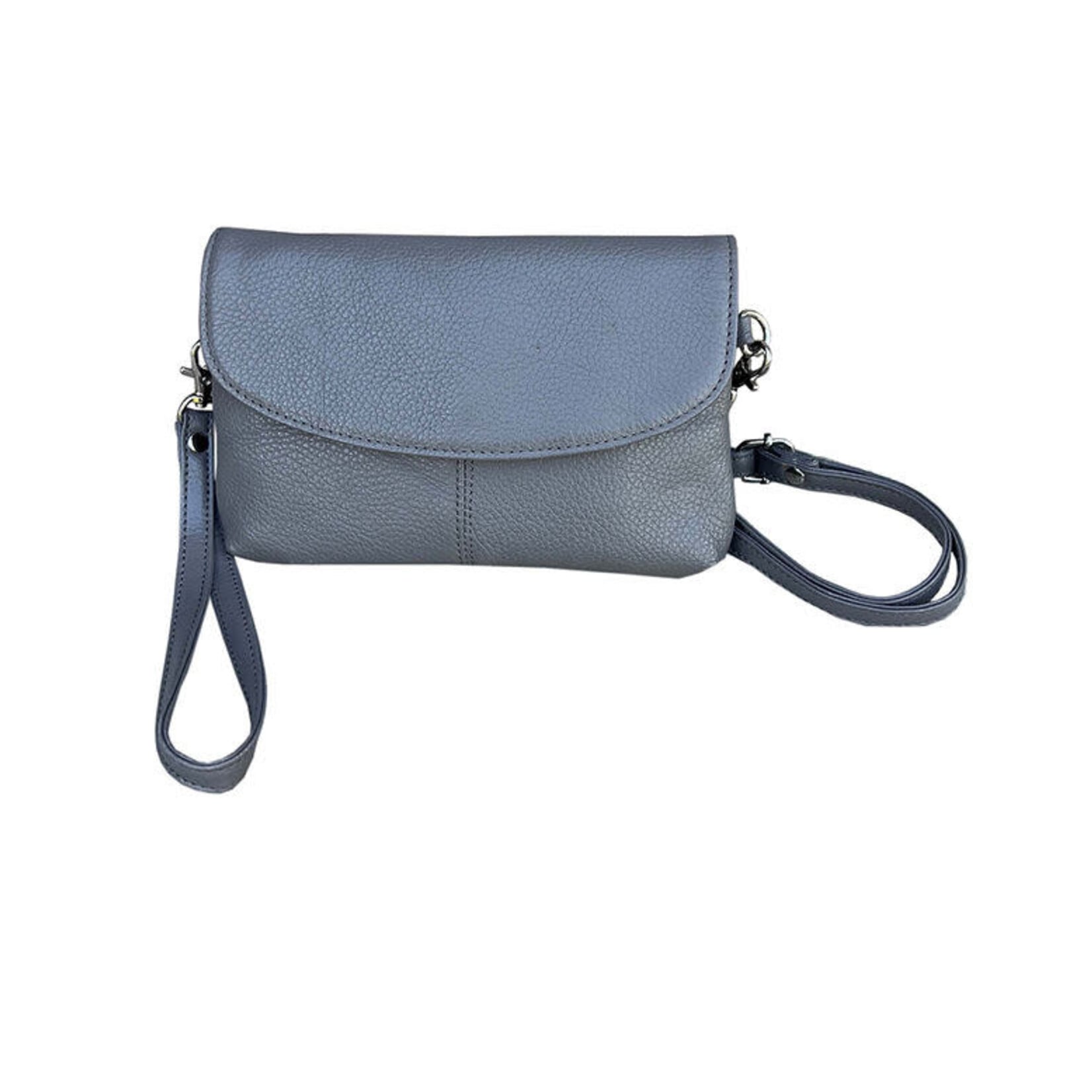 R Leathers W005 GRY - Cowhide Leather Crossbody - Gray