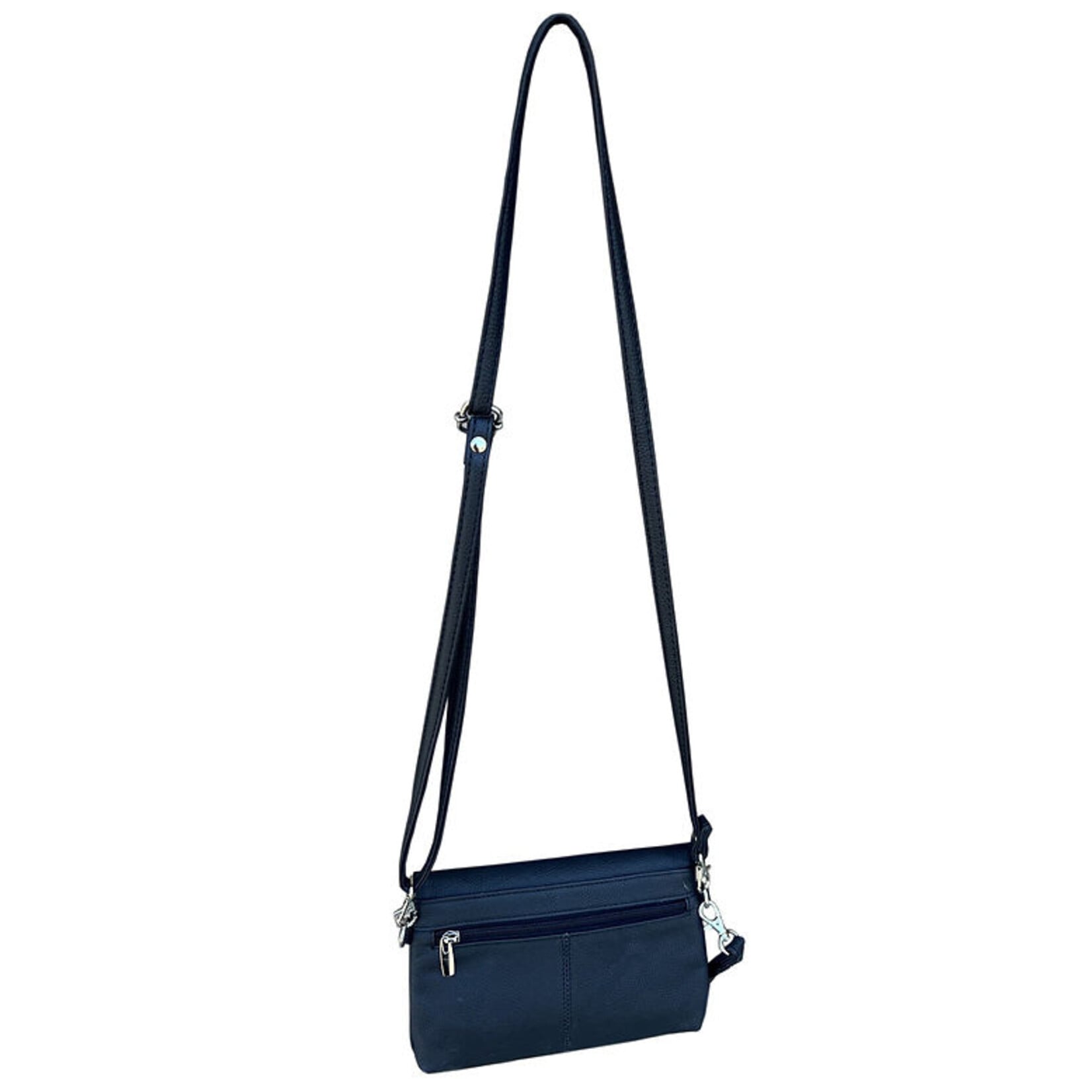 R Leathers W005 GRY - Cowhide Leather Crossbody - Gray