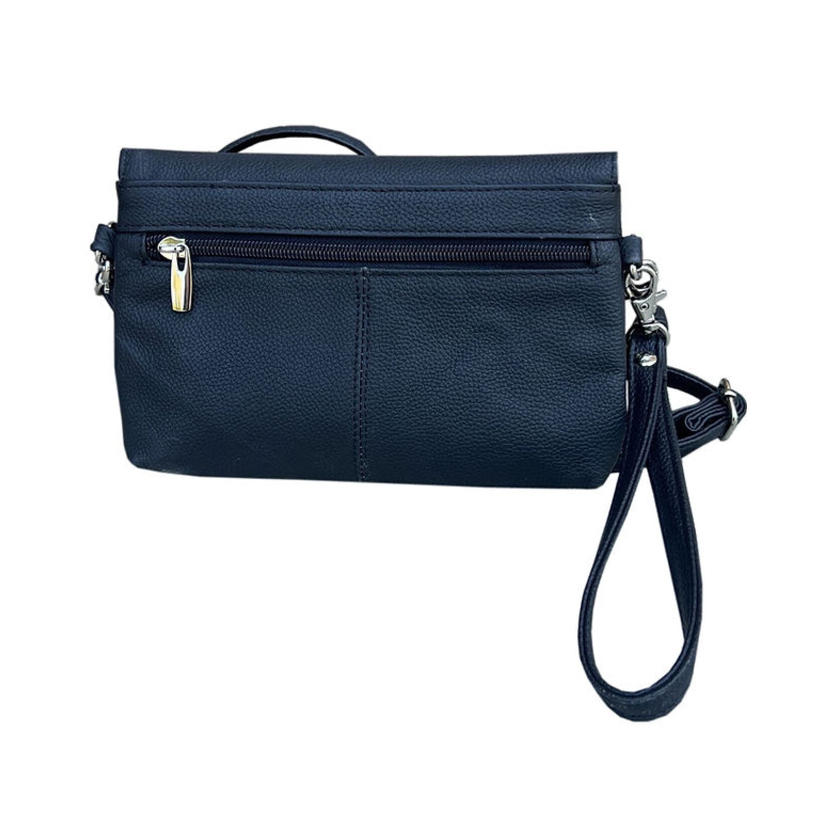 R Leathers W005 GRY - Cowhide Leather Crossbody - Gray