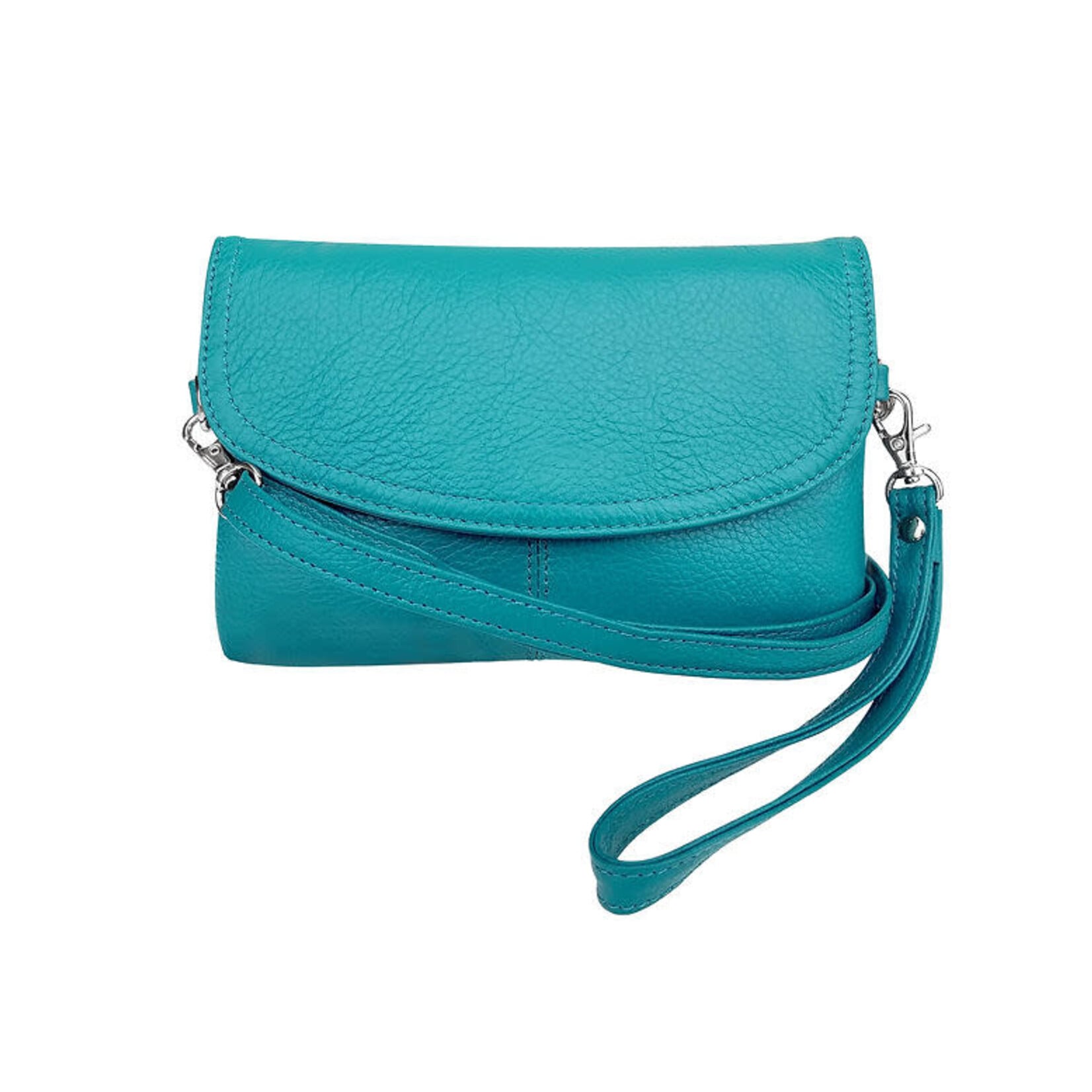 R Leathers W005 TQ - Cowhide Leather Crossbody - Turquoise