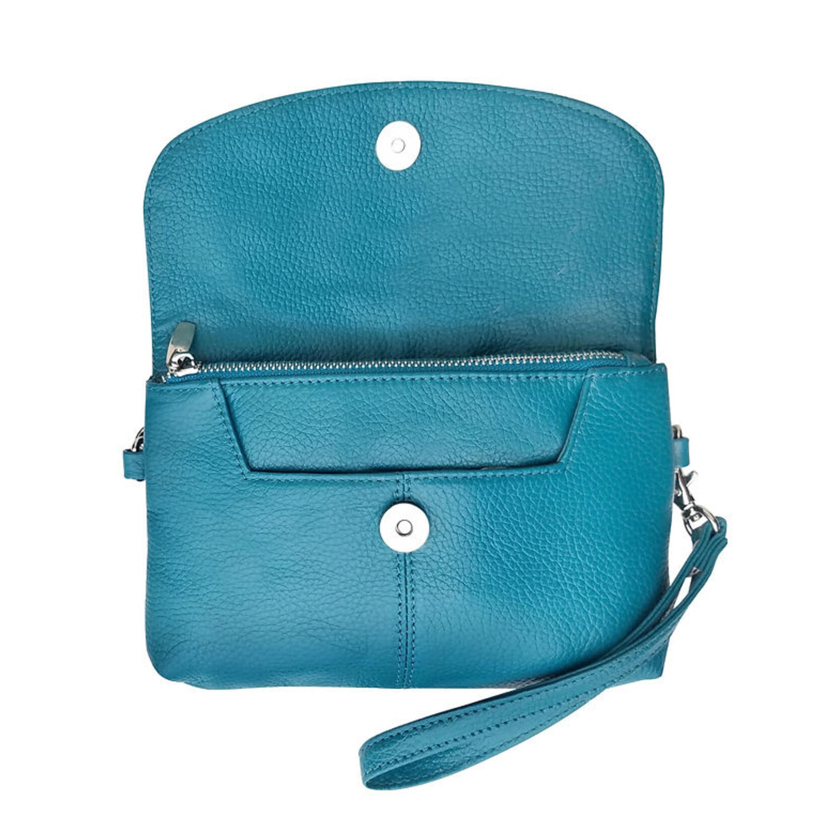 R Leathers W005 TQ - Cowhide Leather Crossbody - Turquoise