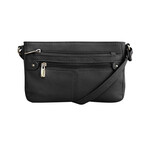 R Leathers W007 BK - Cowhide Leather Crossbody - Black