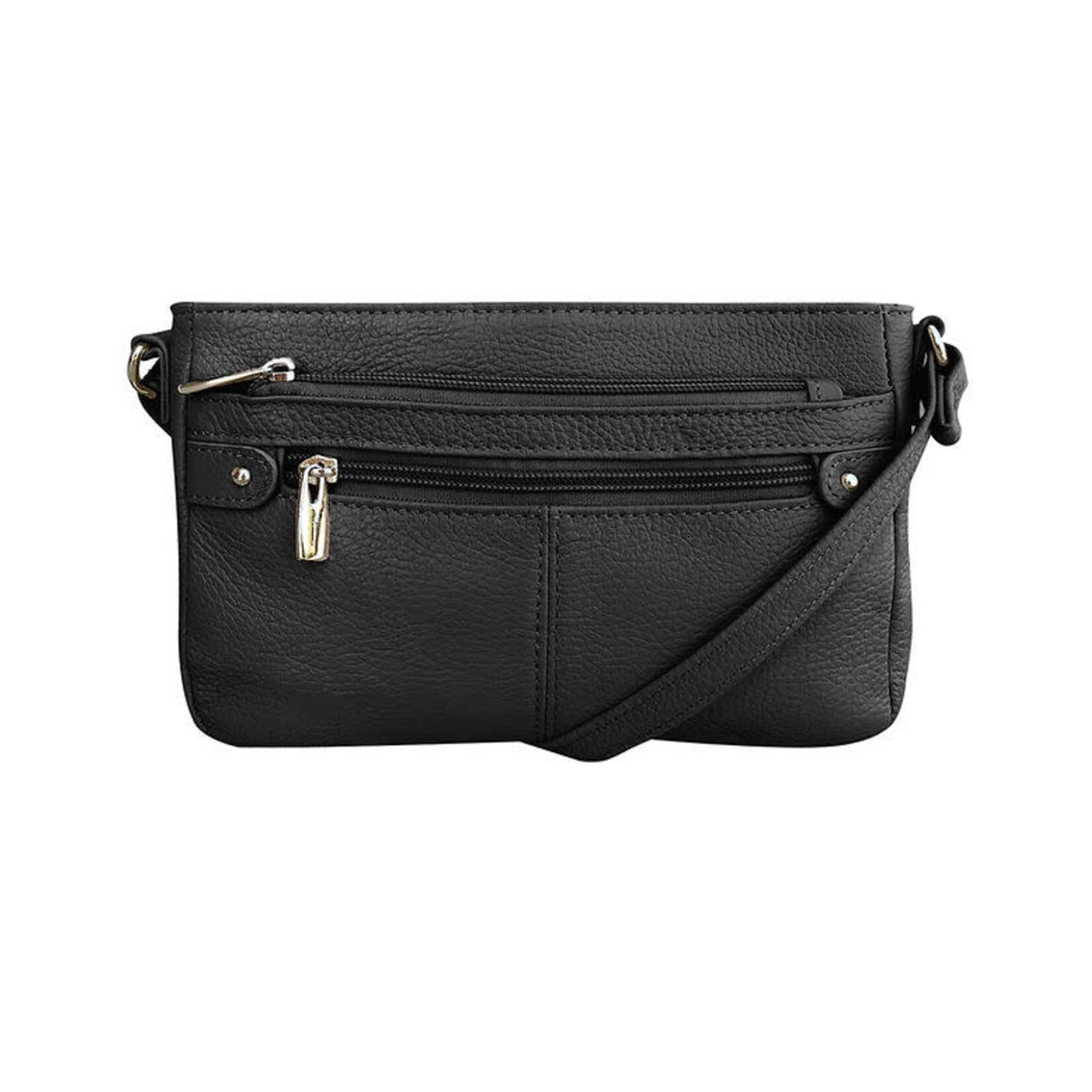 R Leathers W007 BK - Cowhide Leather Crossbody - Black