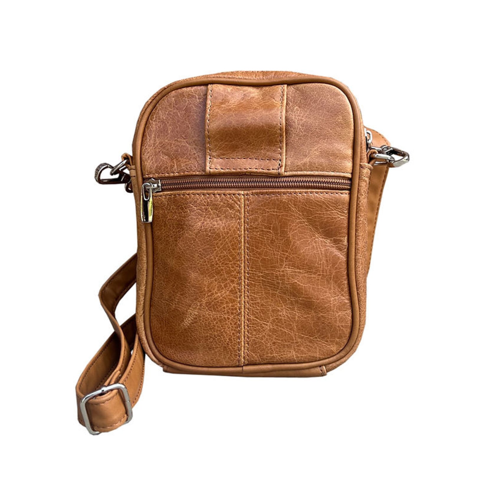 R Leathers W008 BK - Cowhide Leather Crossbody - Black