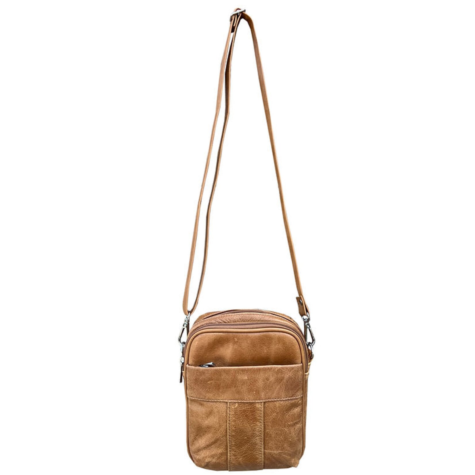 R Leathers W008 BK - Cowhide Leather Crossbody - Black
