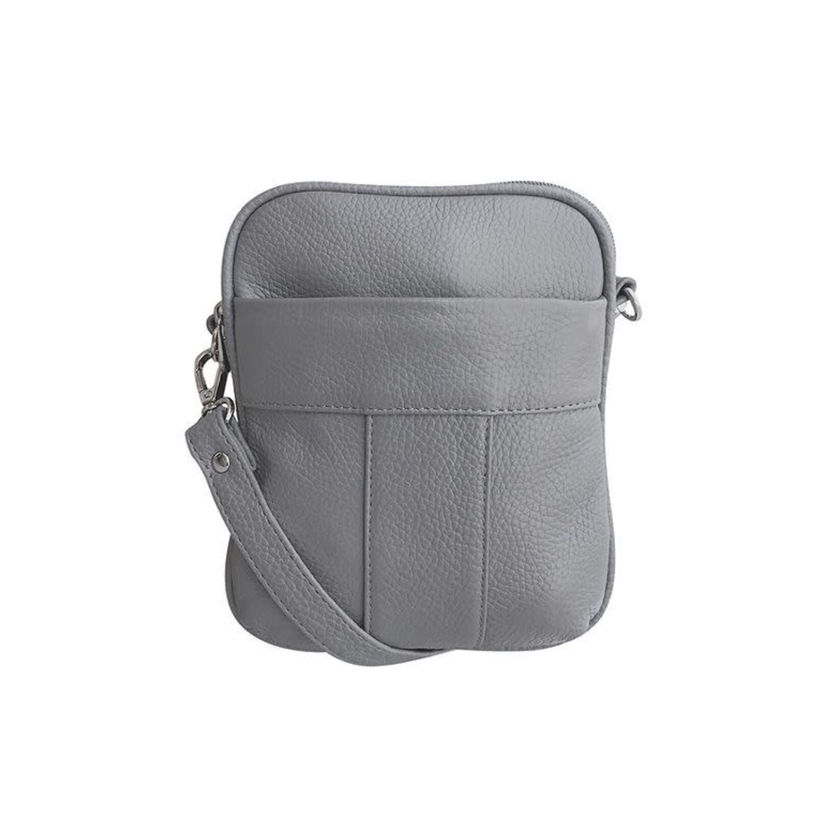 R Leathers W008 GRY - Cowhide Leather Crossbody - Gray