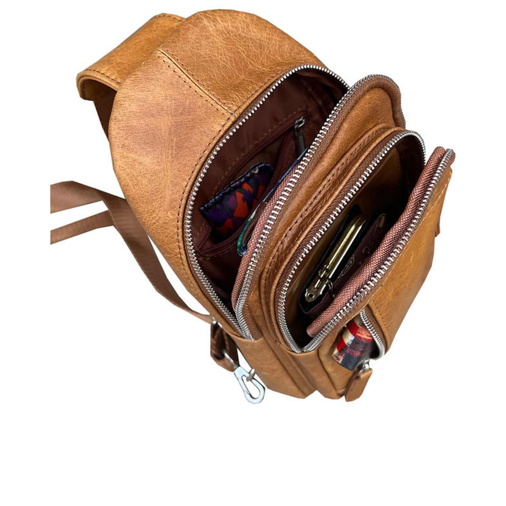 R Leathers W009 LBN - Light Brown - Cowhide Leather Sling Bag