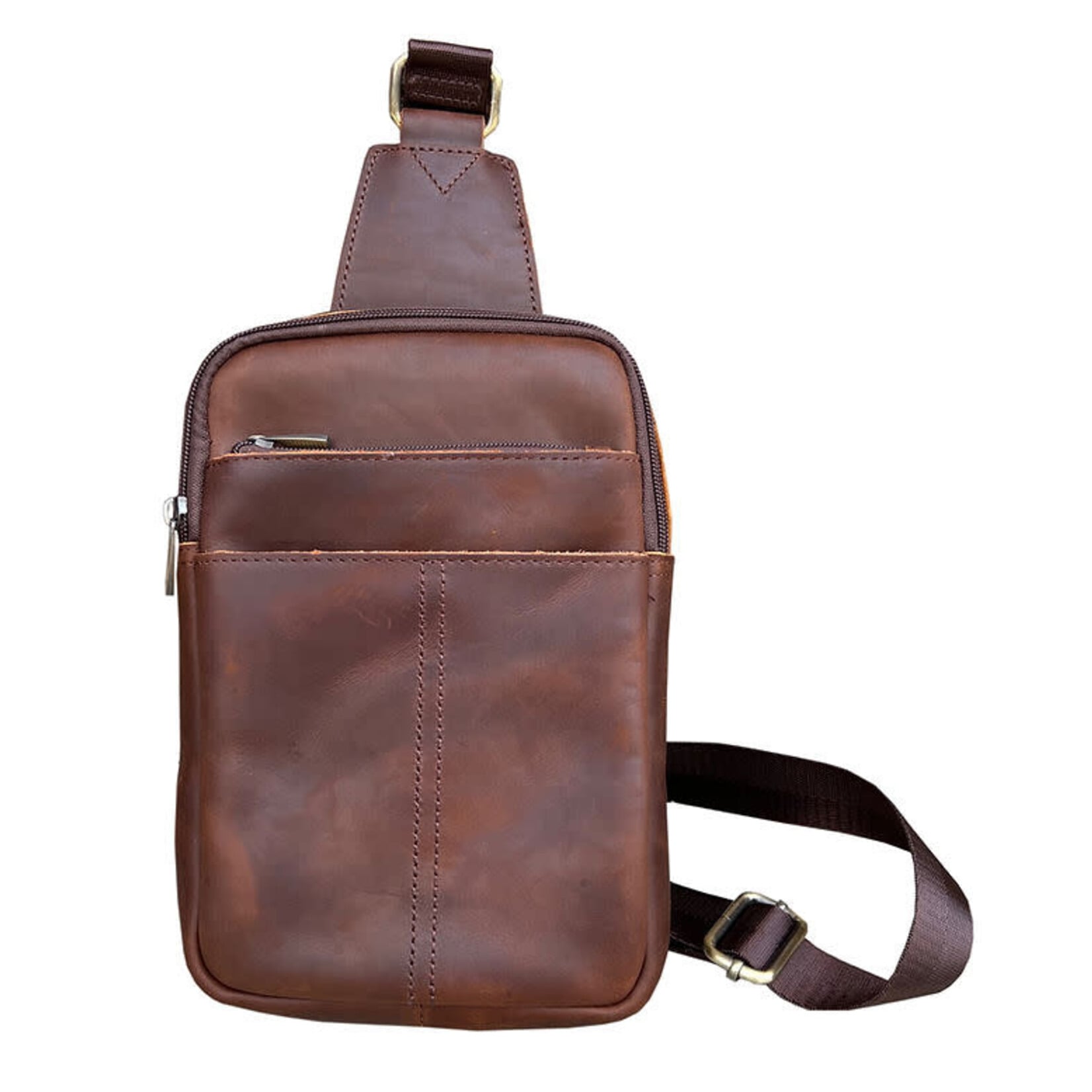 R Leathers W015 BN - Brown - Crazy Horse Leather Travel Bag