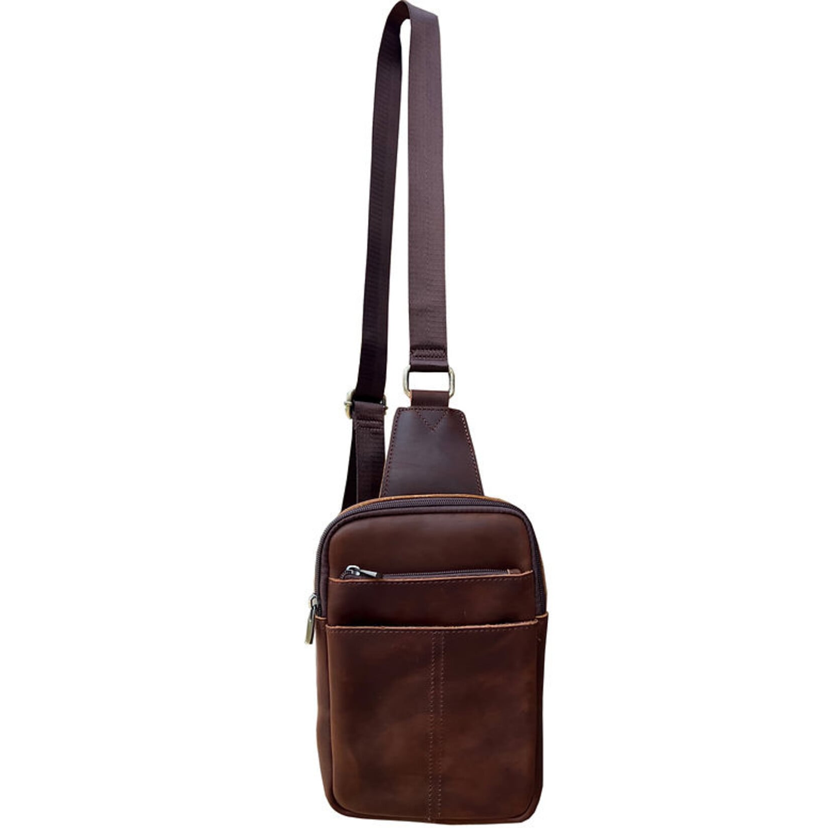R Leathers W015 BN - Brown - Crazy Horse Leather Travel Bag