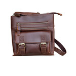R Leathers W016 BN - Brown - Crazy Horse  Leather Crossbody Shoulder Bag