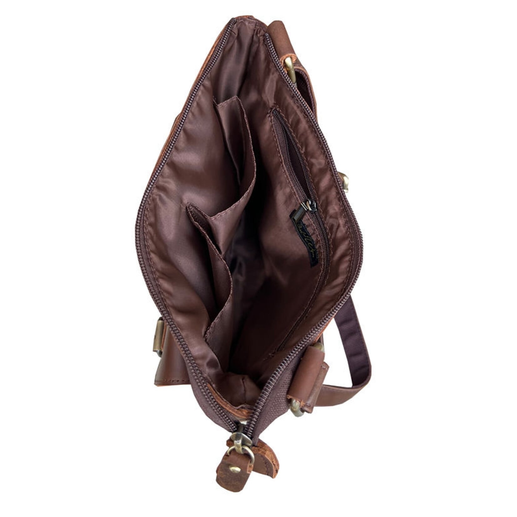 R Leathers W016 BN - Brown - Crazy Horse  Leather Crossbody Shoulder Bag