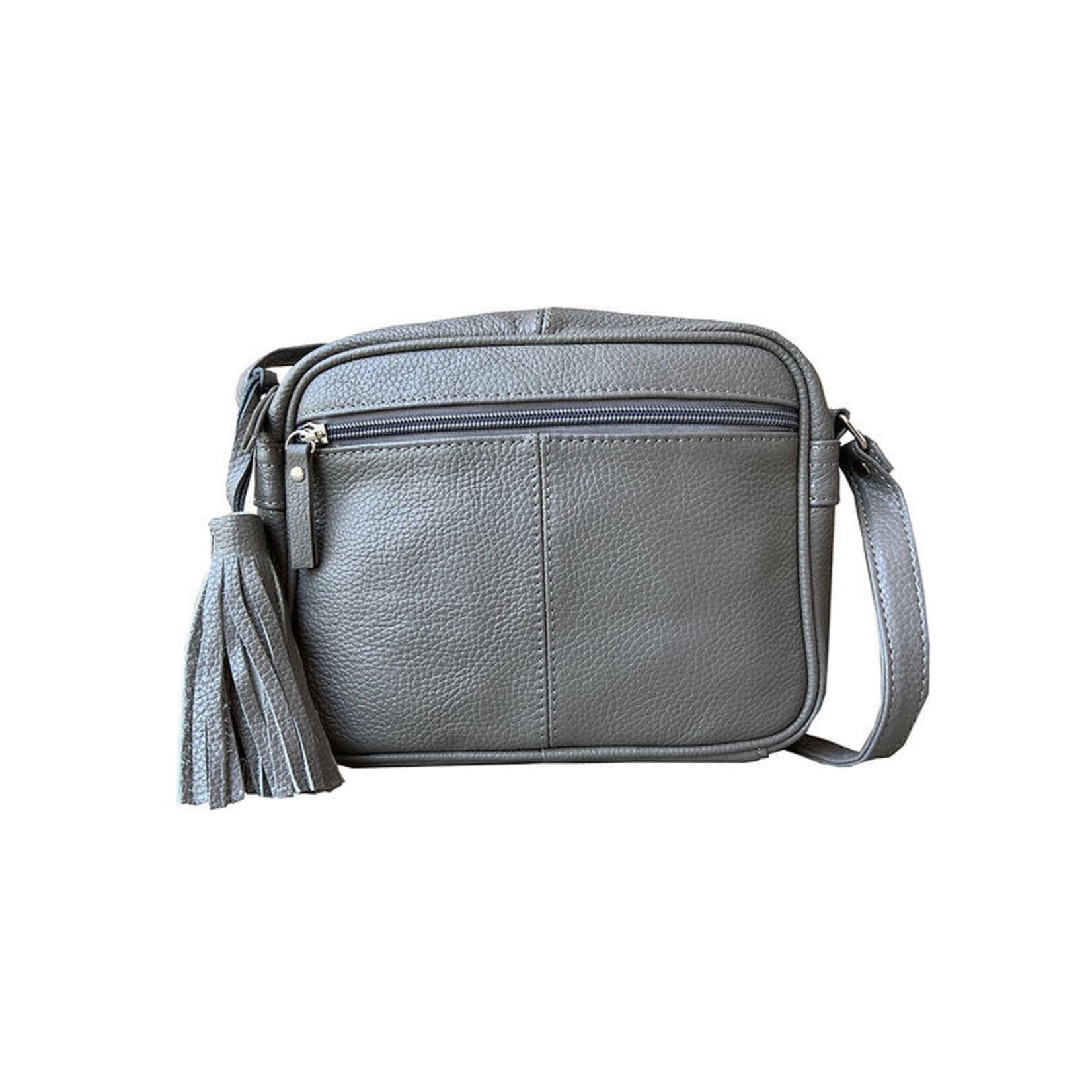 R Leathers W017 GRY - Gray - Cowhide Leather Crossbody