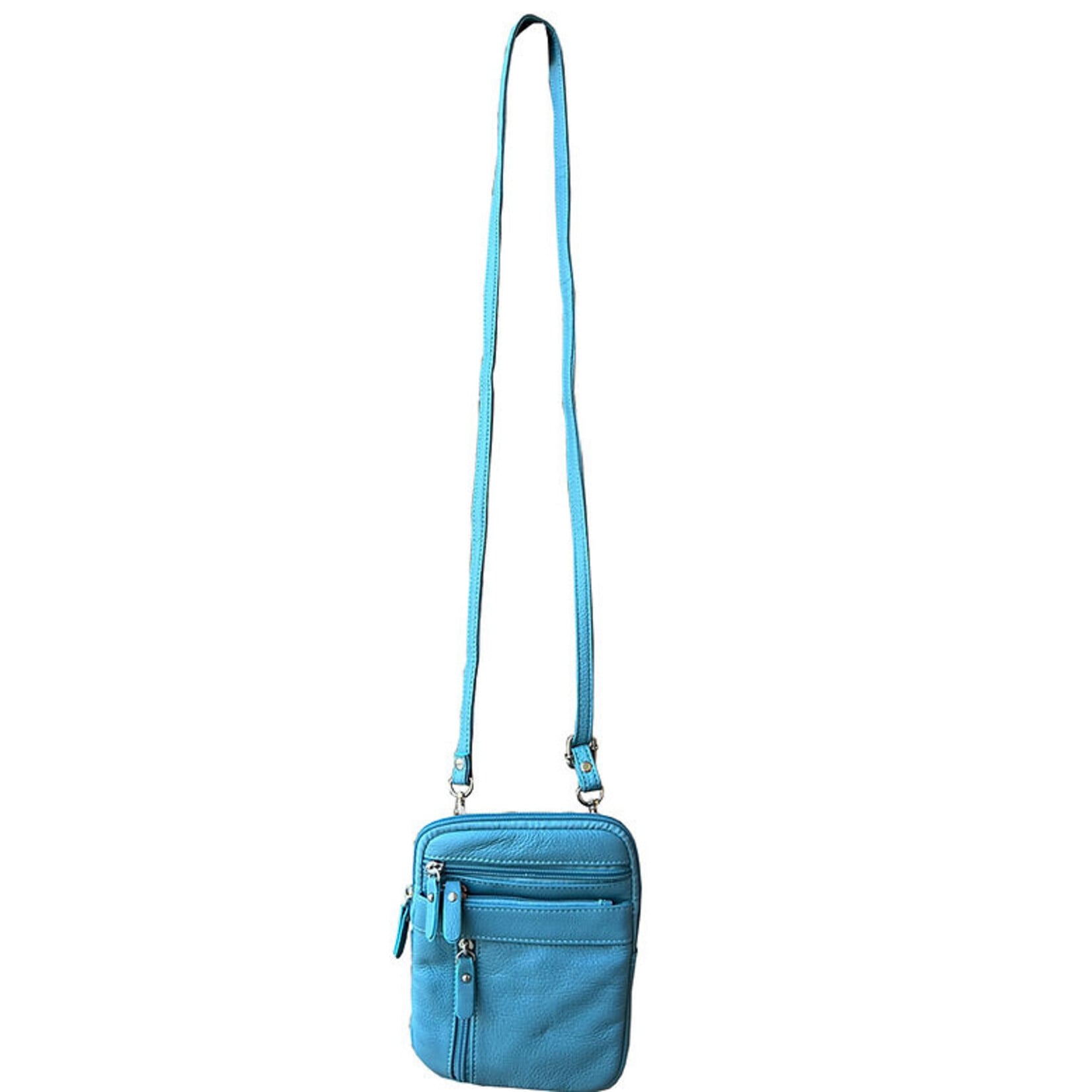 R Leathers W018 BK - Cowhide Leather Crossbody - Black