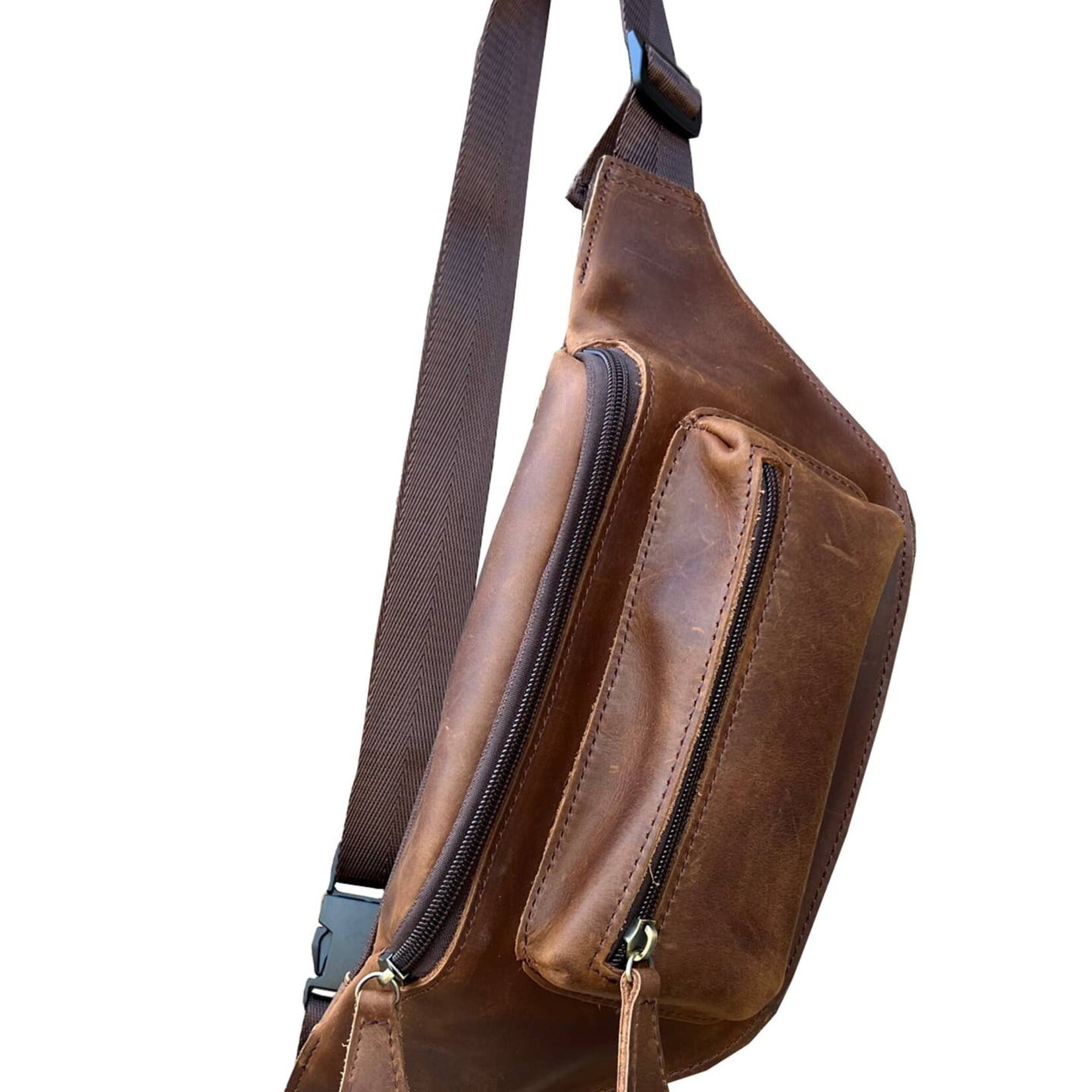 R Leathers W021 BN - Crazy Horse Fanny Pack - Brown
