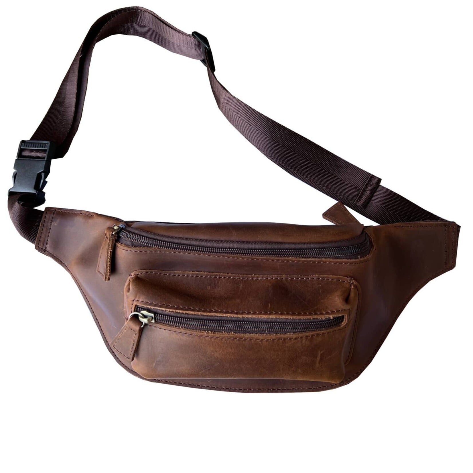 R Leathers W021 BN - Crazy Horse Fanny Pack - Brown