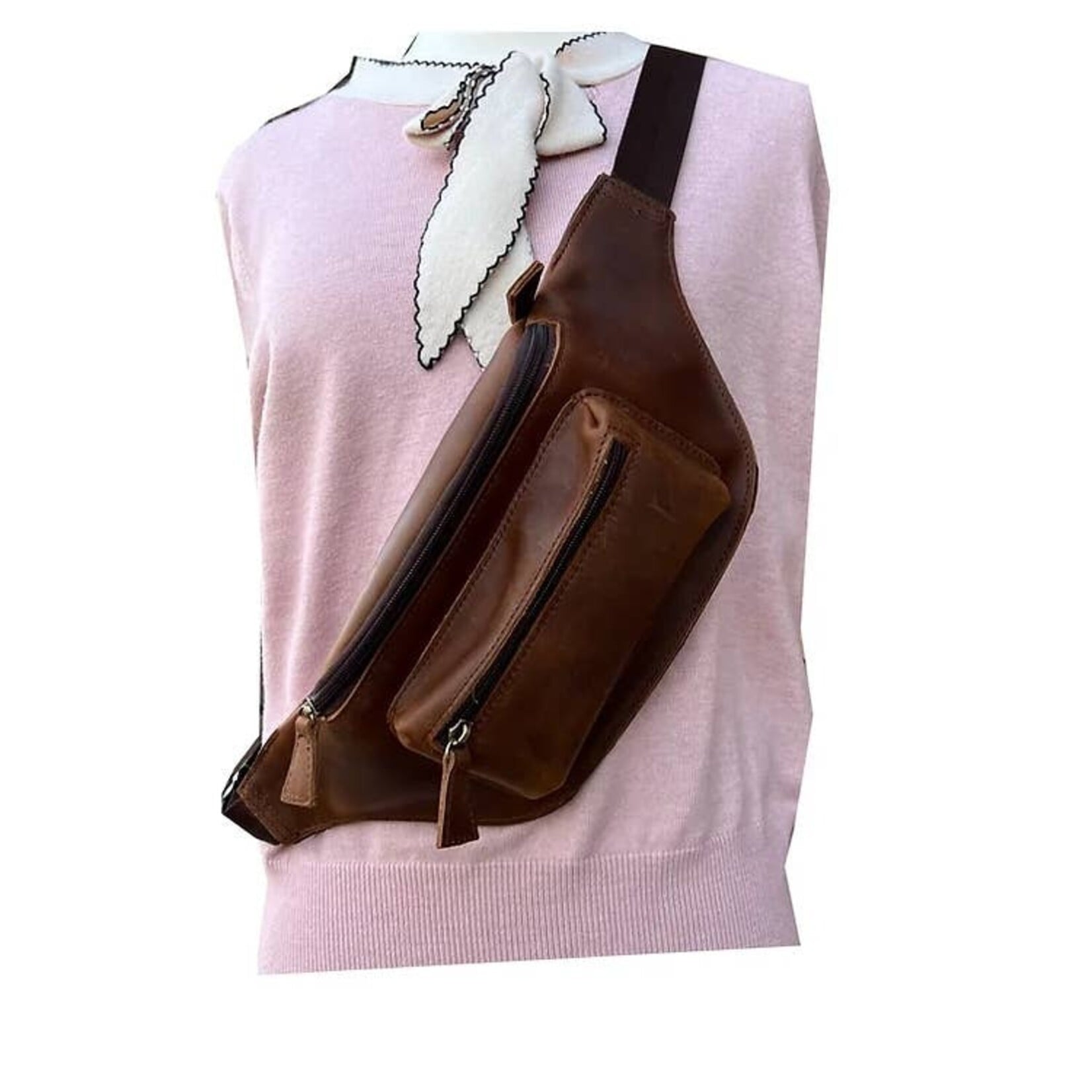 R Leathers W021 BN - Crazy Horse Fanny Pack - Brown