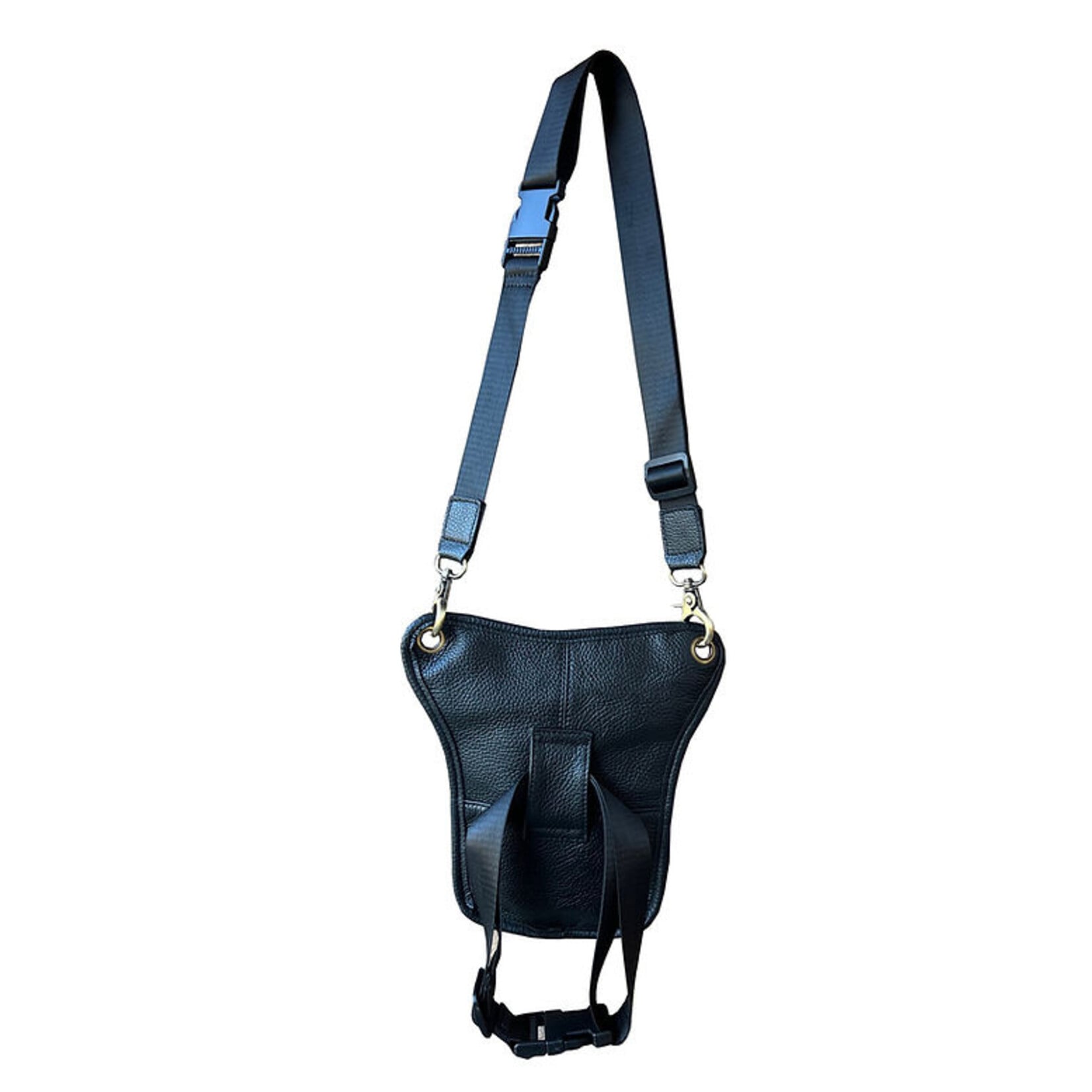 R Leathers W027 BK - Cowhide Crossbody Shoulder Bag / Fanny Pack / Leg Bag - Black