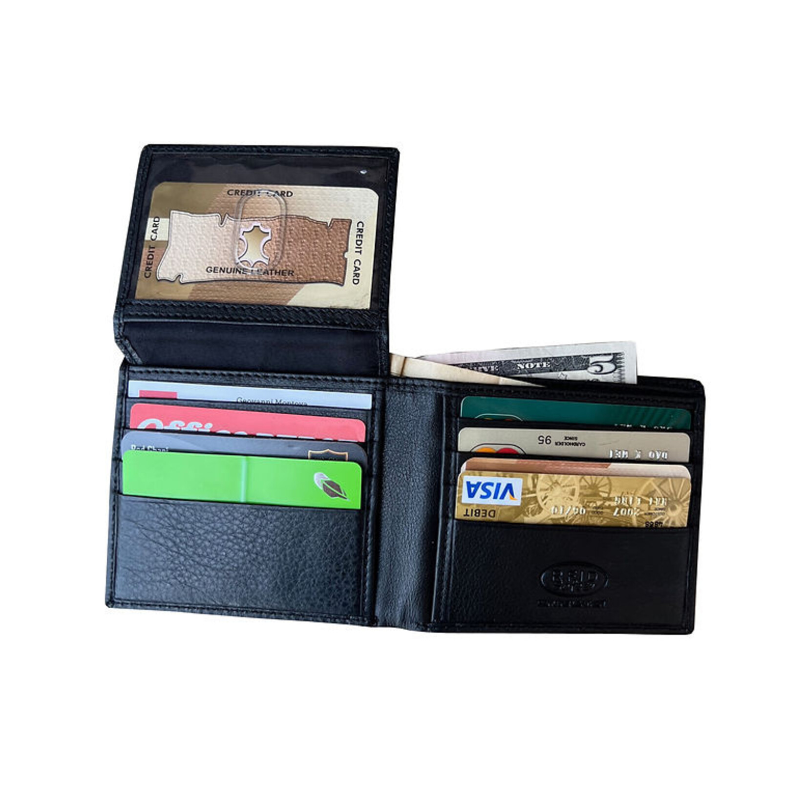 R Leathers 3122 RF - Black - Cowhide bi-fold Wallet