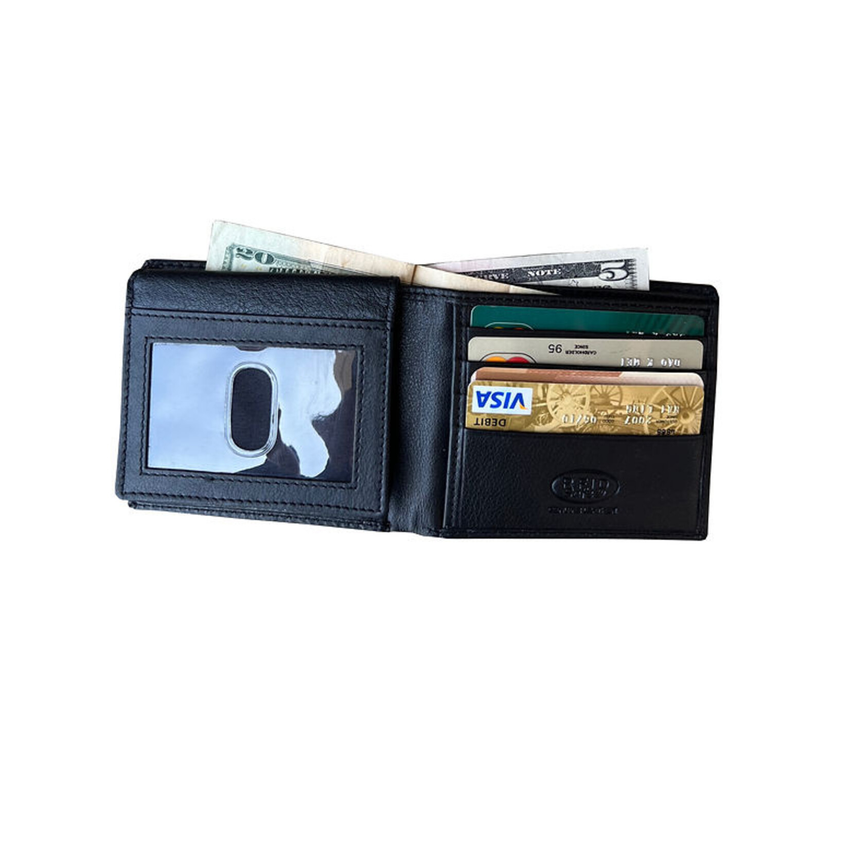 R Leathers 3122 RF - Black - Cowhide bi-fold Wallet