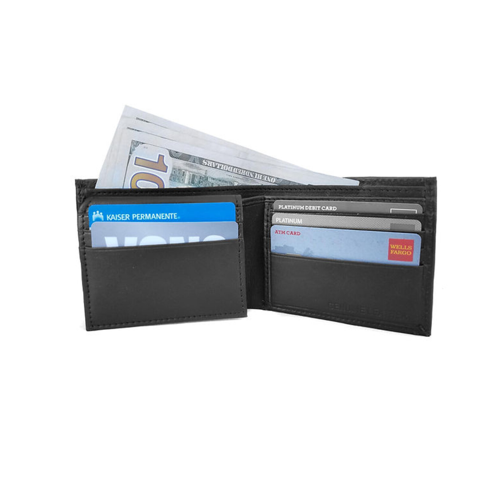 R Leathers 3122 RF - Black - Cowhide bi-fold Wallet