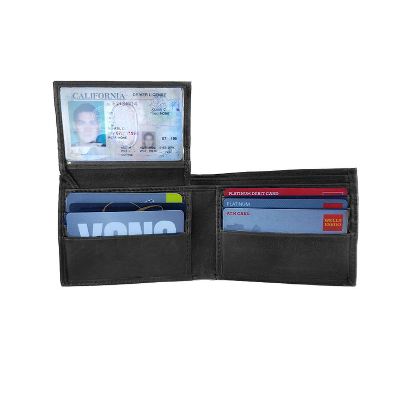 R Leathers 3122 RF - Black - Cowhide bi-fold Wallet