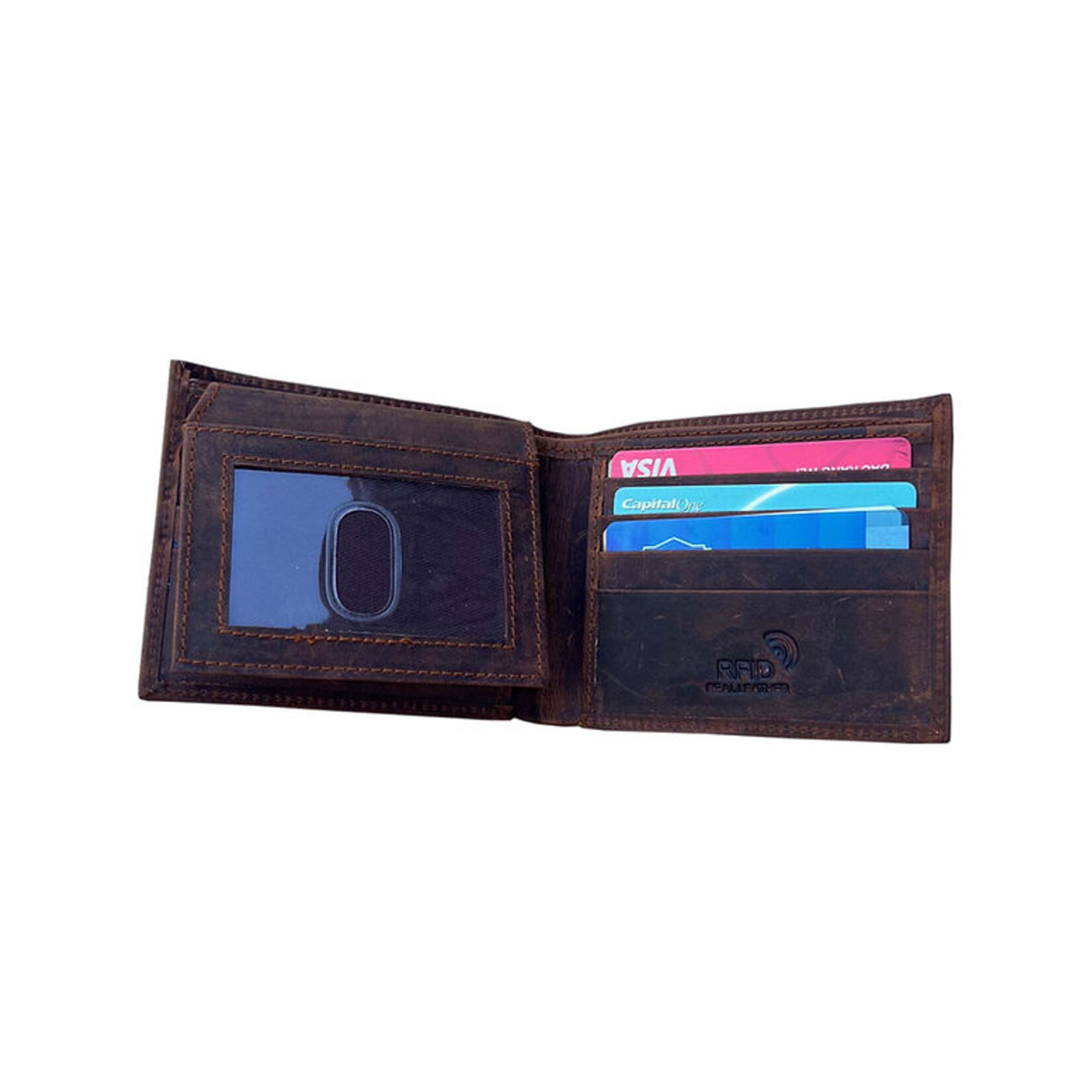 R Leathers 3122 RF - Brown - Cowhide bi-fold Wallet