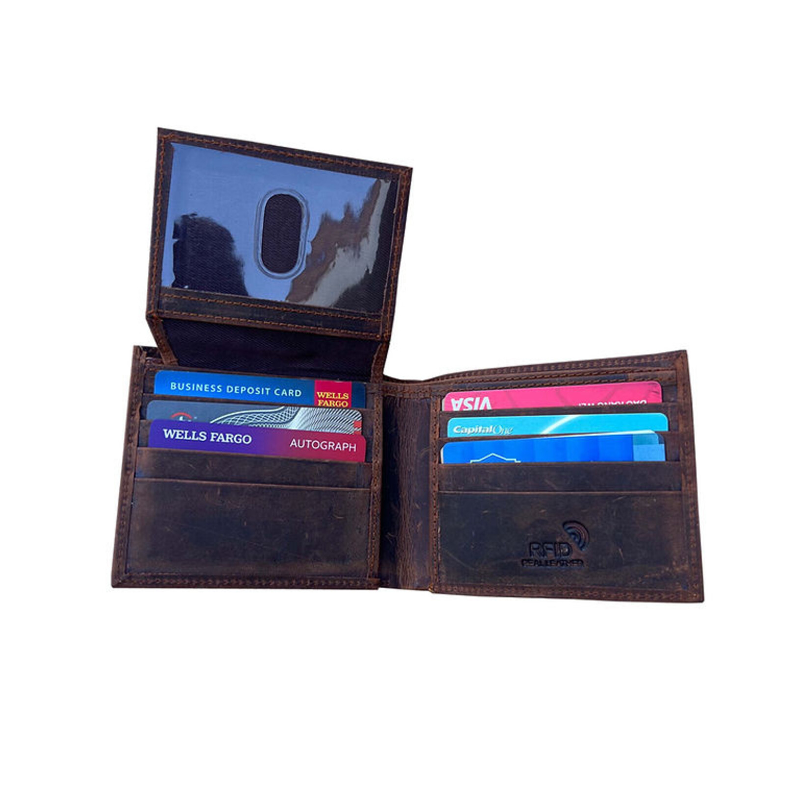 R Leathers 3122 RF - Brown - Cowhide bi-fold Wallet
