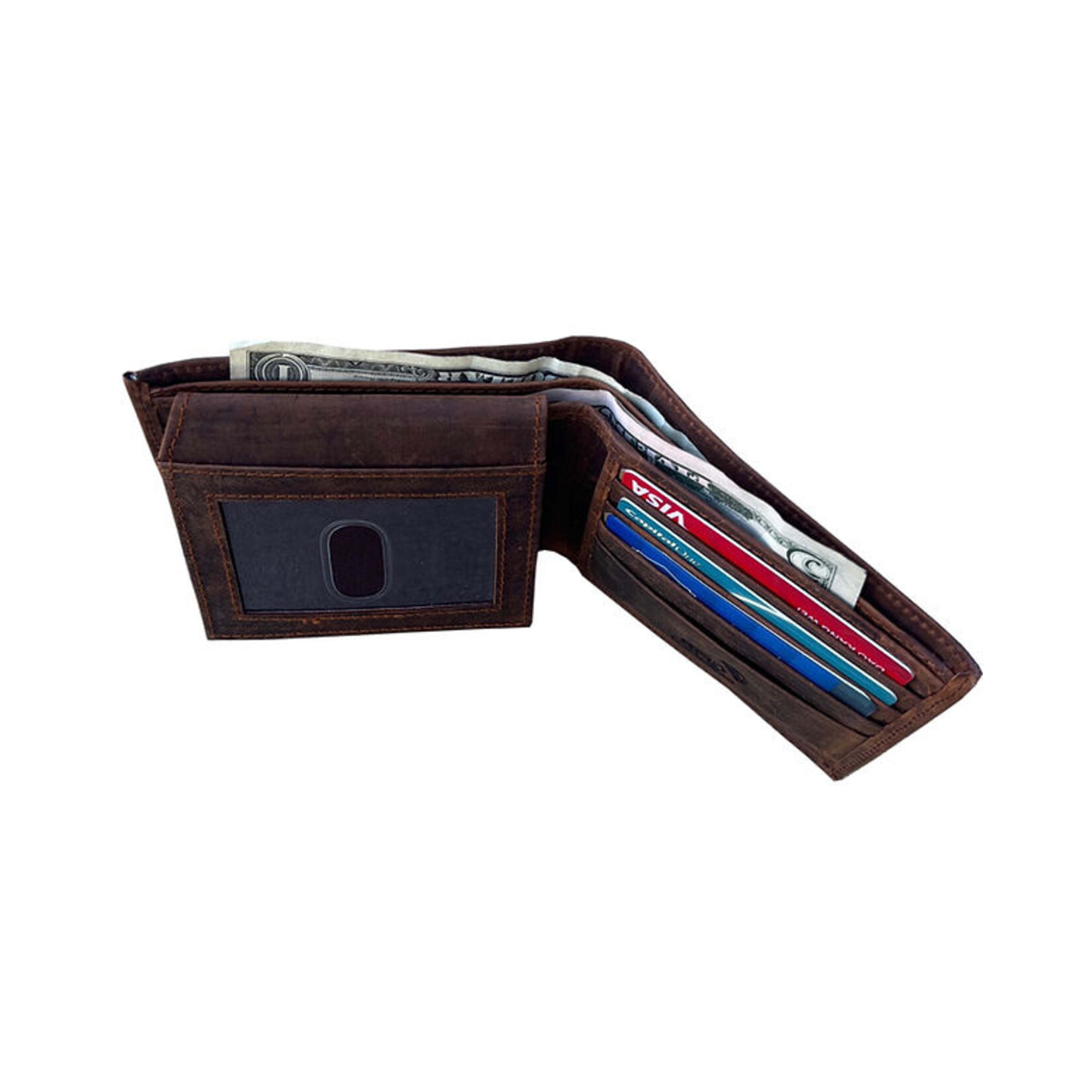 R Leathers 3122 RF - Brown - Cowhide bi-fold Wallet