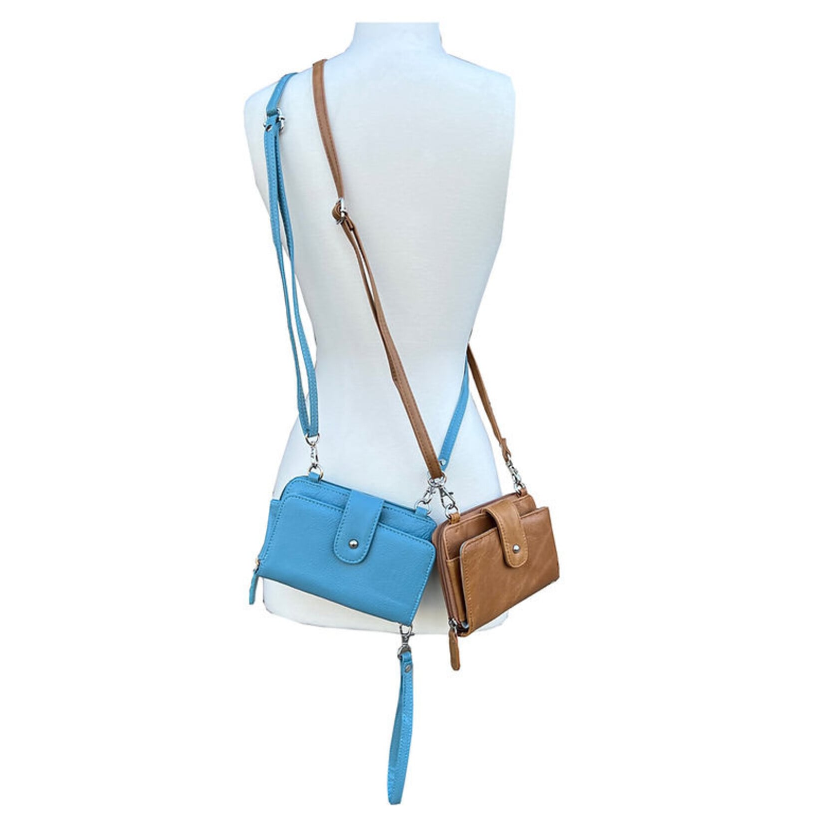 R Leathers 3141 LBLUE - Phone Pouch w/ CC Slots - Light Blue