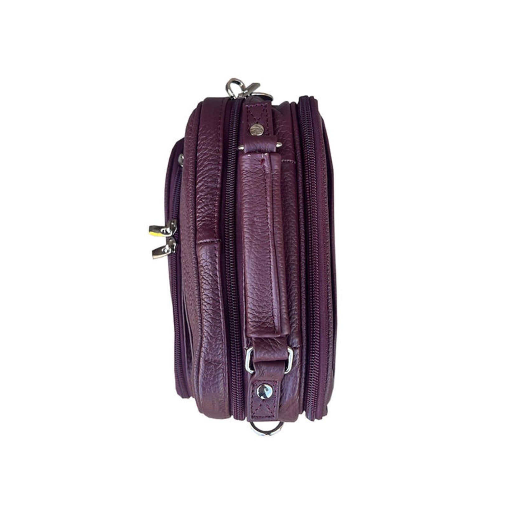 R Leathers 3751 WN - Wine - Cowhide Leather Crossbody