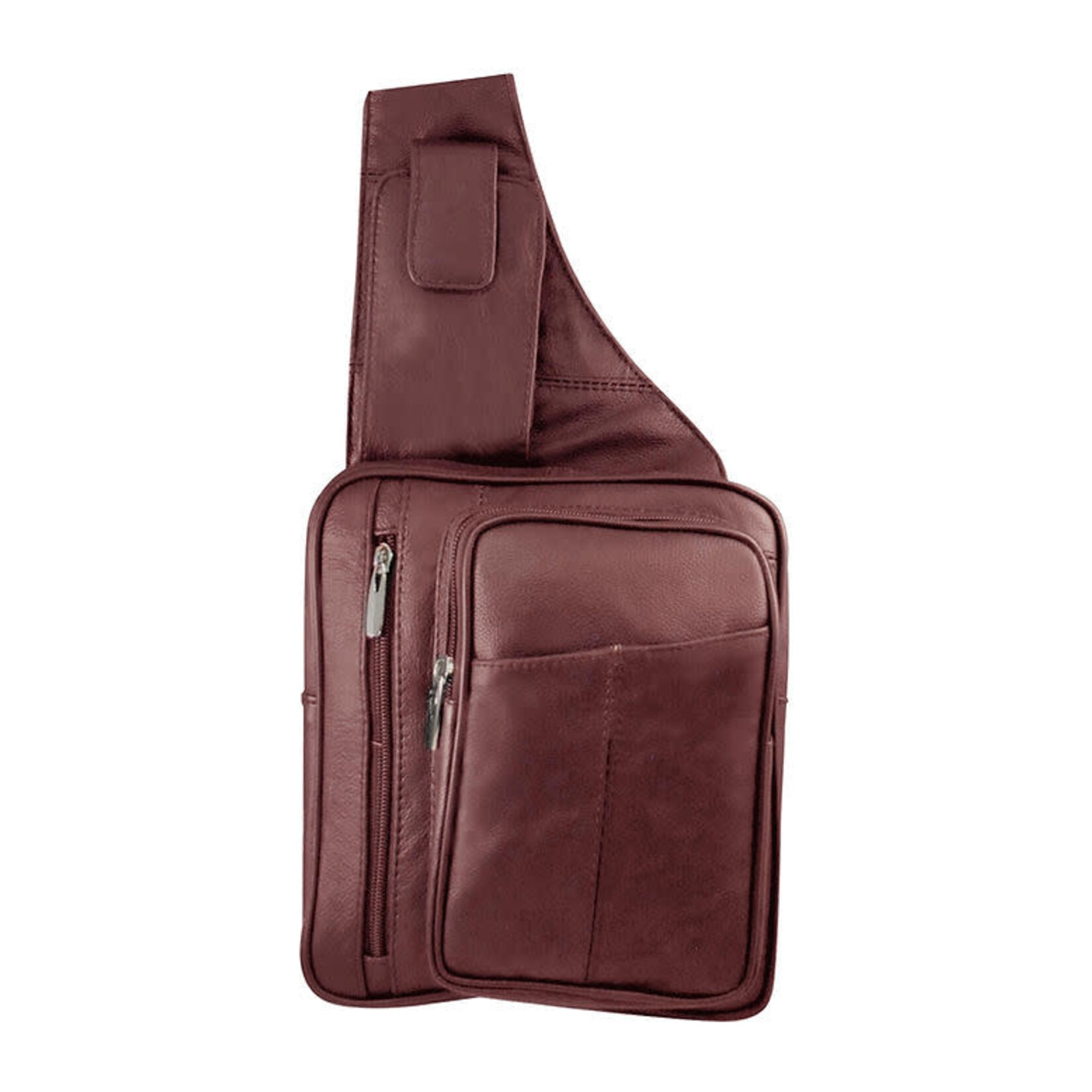 R Leathers RM001 BN - Brown - Cowhide Sling Purse w/Water Bottle & Phone Holder