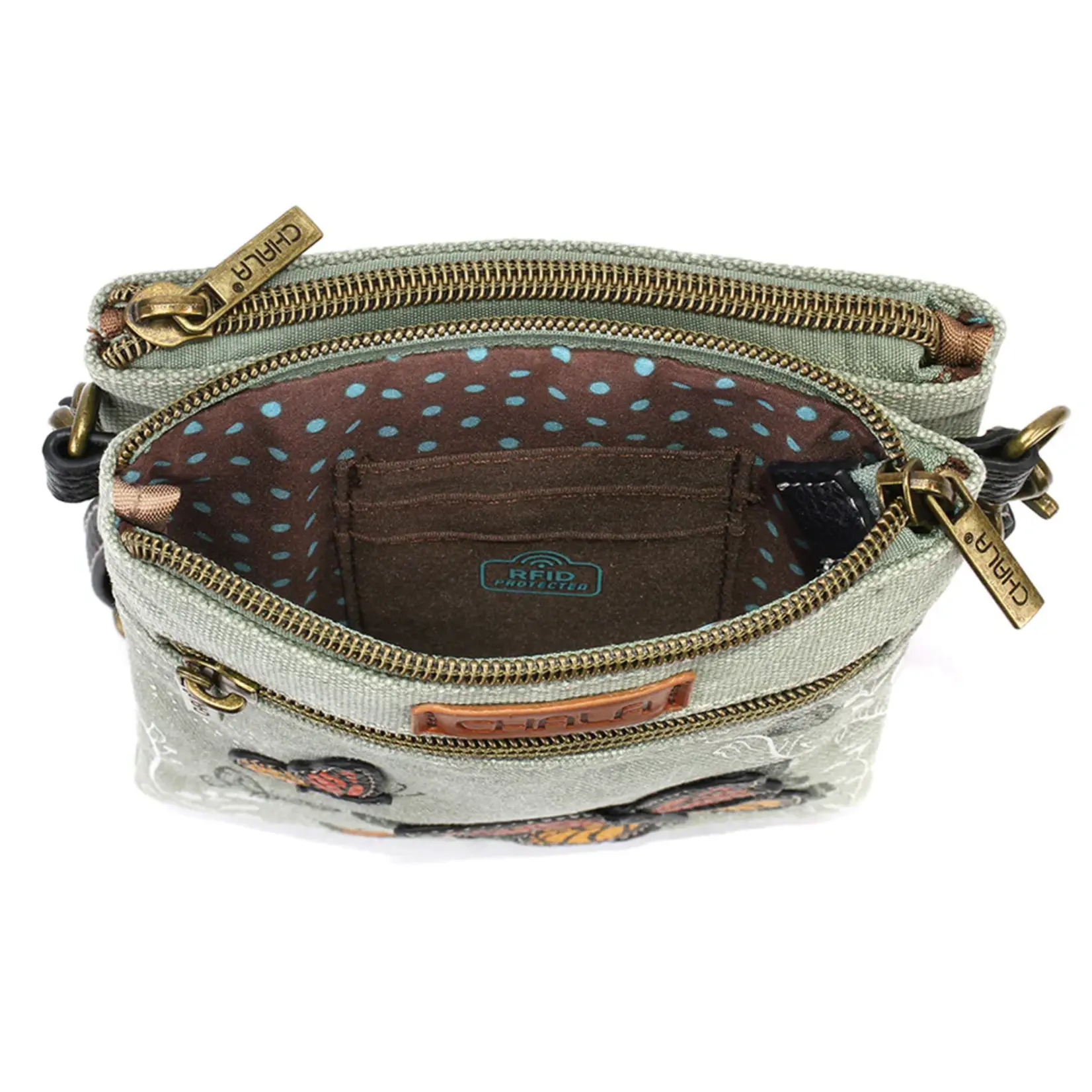Chala Double Pocket Crossbody - Monarch Butterfly