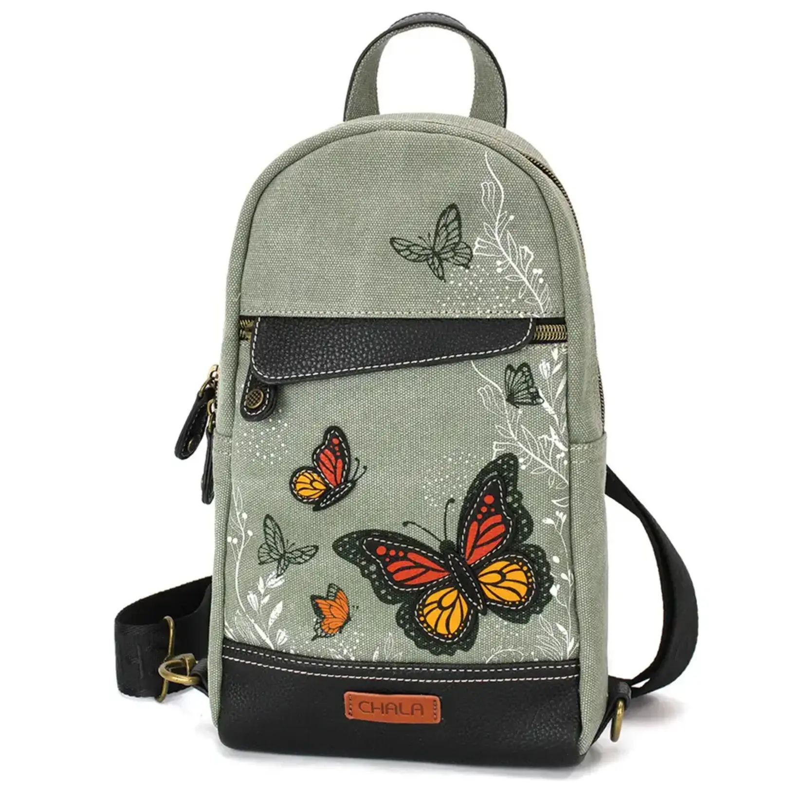 Chala Canvas Sling Bag - Monarch Butterfly