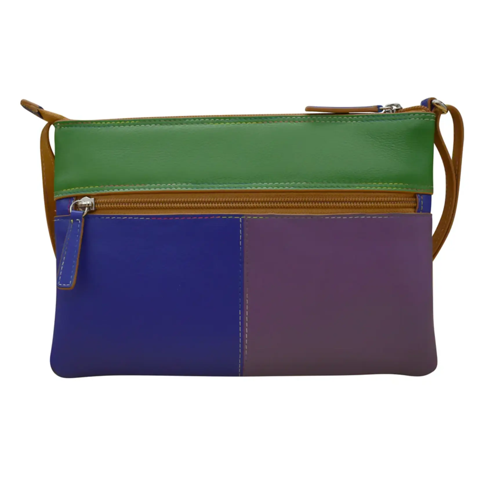 Leather Handbags and Accessories 6028 Rainbow Multi - Double Zip Crossbody