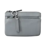 Leather Handbags and Accessories 6413 Cool Grey - Coin Holder with Key Ring