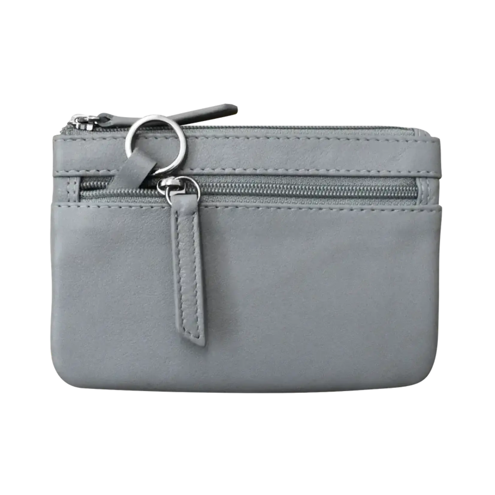 Leather Handbags and Accessories 6413 Cool Grey - Coin Holder with Key Ring