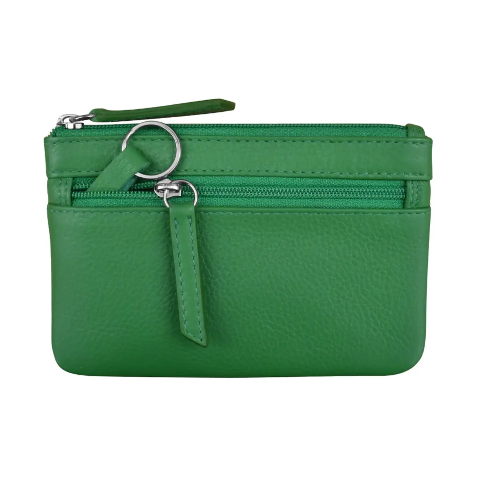 Leather Handbags and Accessories 6413 Emerald - Coin Holder with Key Ring